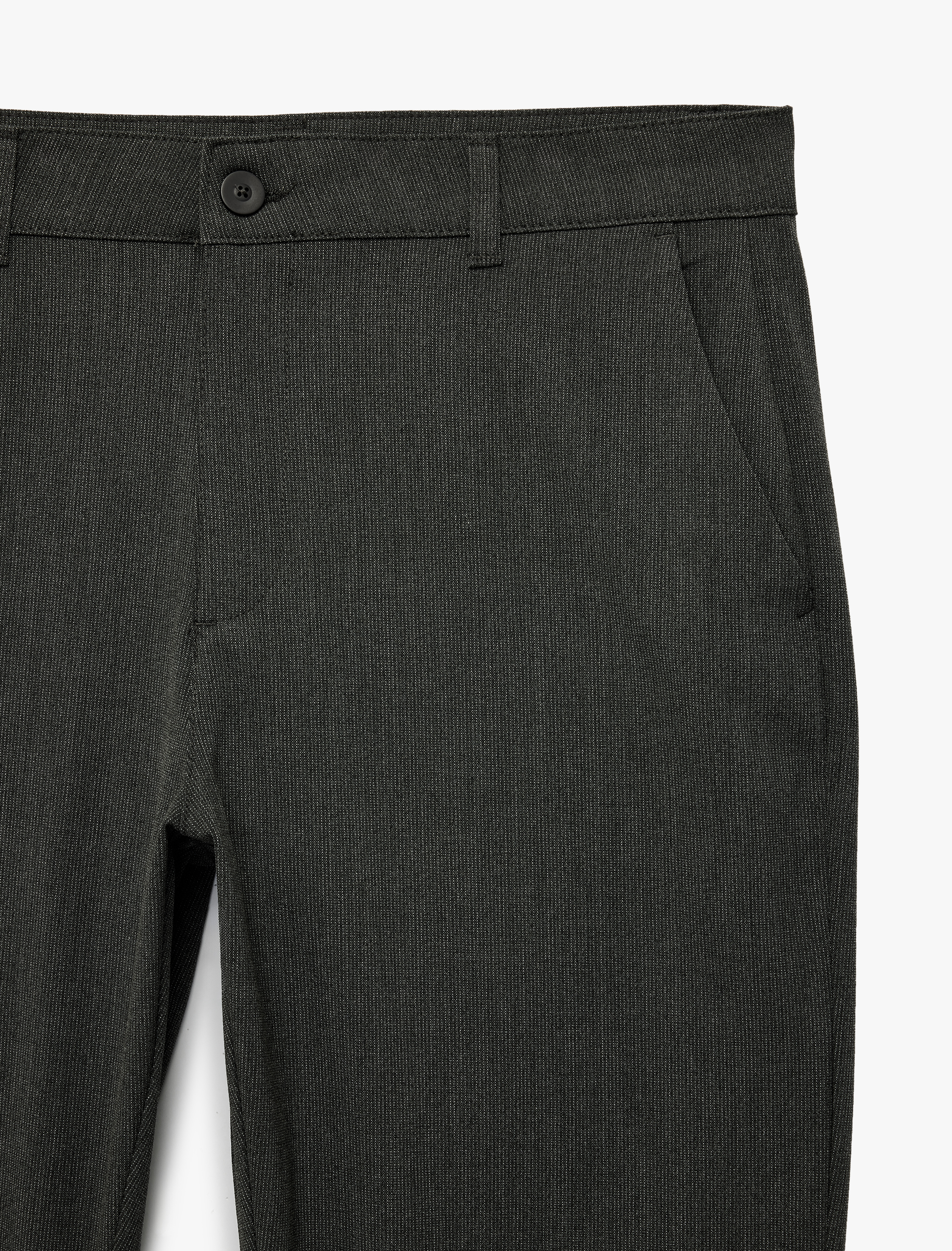 Regular Fit Düğmeli Cepli Viskon Karışımlı Kumaş Pantolon - Görsel 4