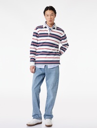 Normal Bel Düz Paça Pamuklu Vintage Straight Fit Jean Pantolon