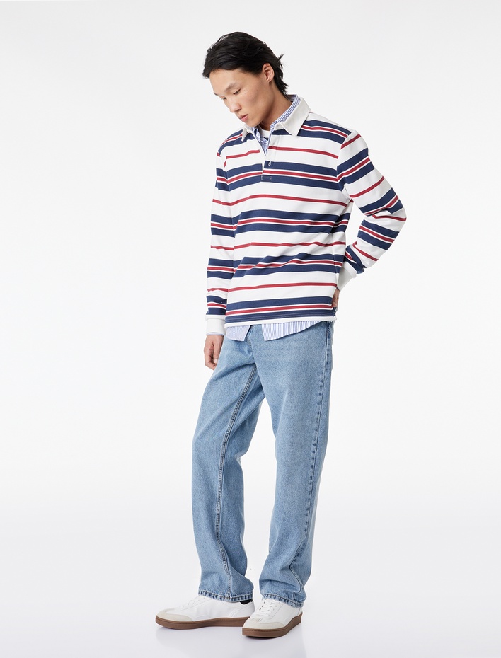  Normal Bel Düz Paça Pamuklu Vintage Straight Fit Jean Pantolon