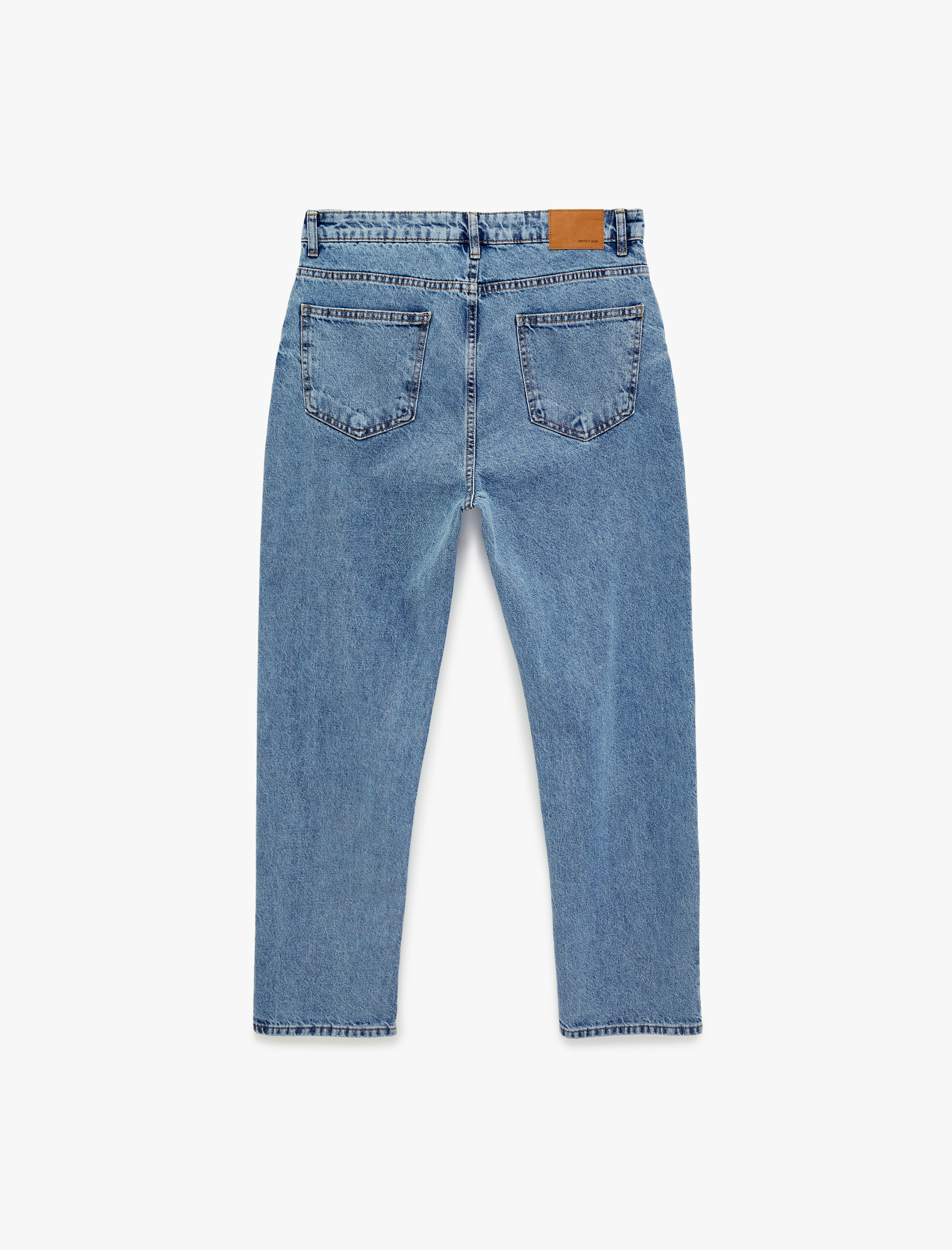   Normal Bel Düz Paça Pamuklu Vintage Straight Fit Jean Pantolon
