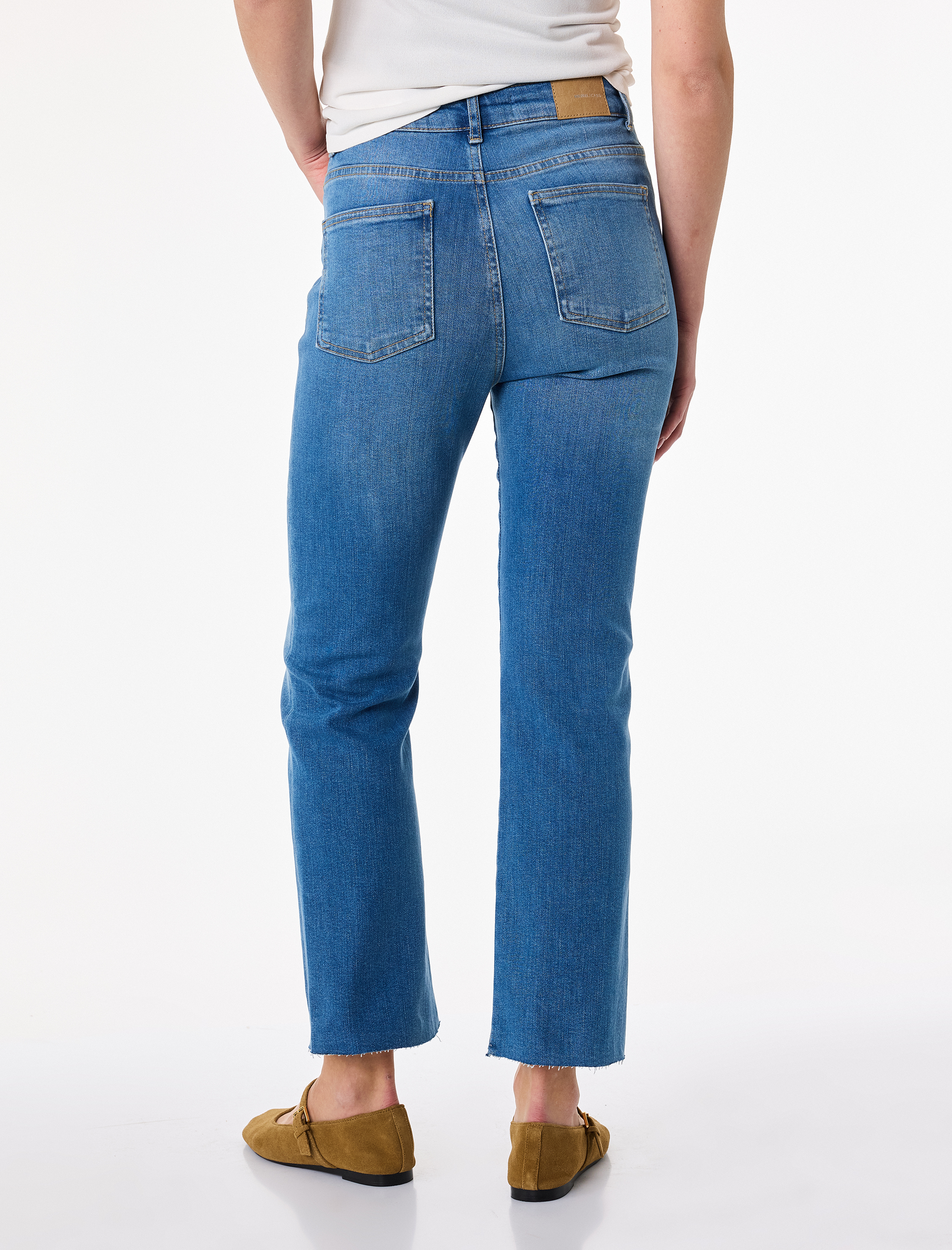   Normal Bel Dar Kesim Düğmeli Pamuklu İspanyol Paça Denim Pantolon - Flare Jeans