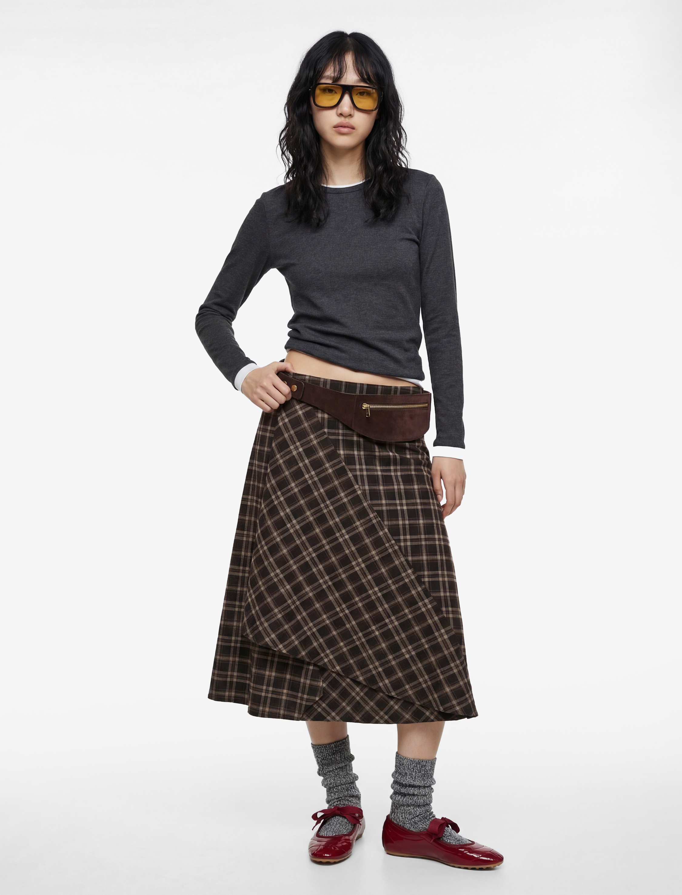   Viskon Karışımlı Slim Fit Biyeli Bisiklet Yaka Uzun Kollu Tişört