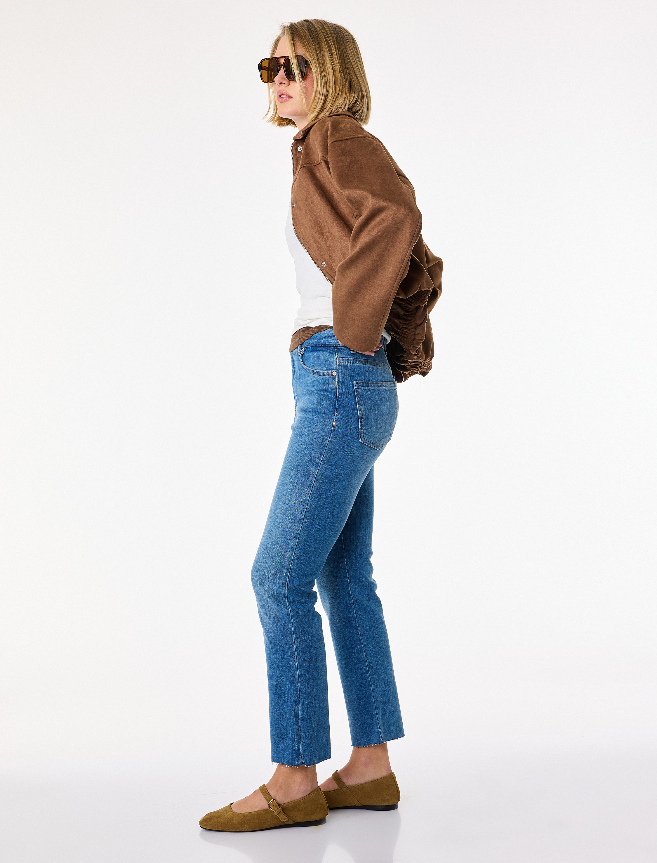   Normal Bel Dar Kesim Düğmeli Pamuklu İspanyol Paça Denim Pantolon - Flare Jeans