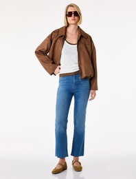 Normal Bel Dar Kesim Düğmeli Pamuklu İspanyol Paça Denim Pantolon - Flare Jeans