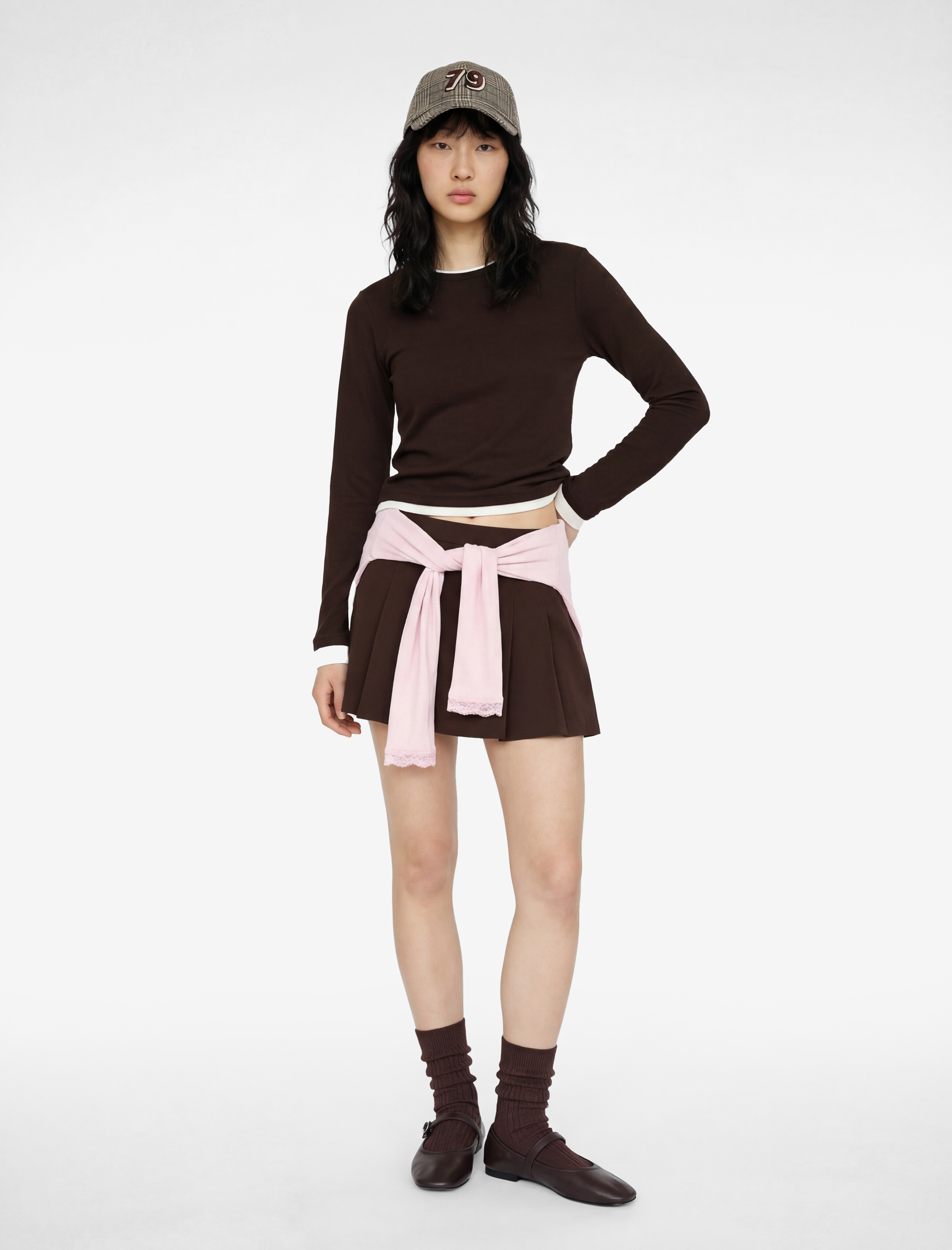   Viskon Karışımlı Slim Fit Biyeli Bisiklet Yaka Uzun Kollu Tişört