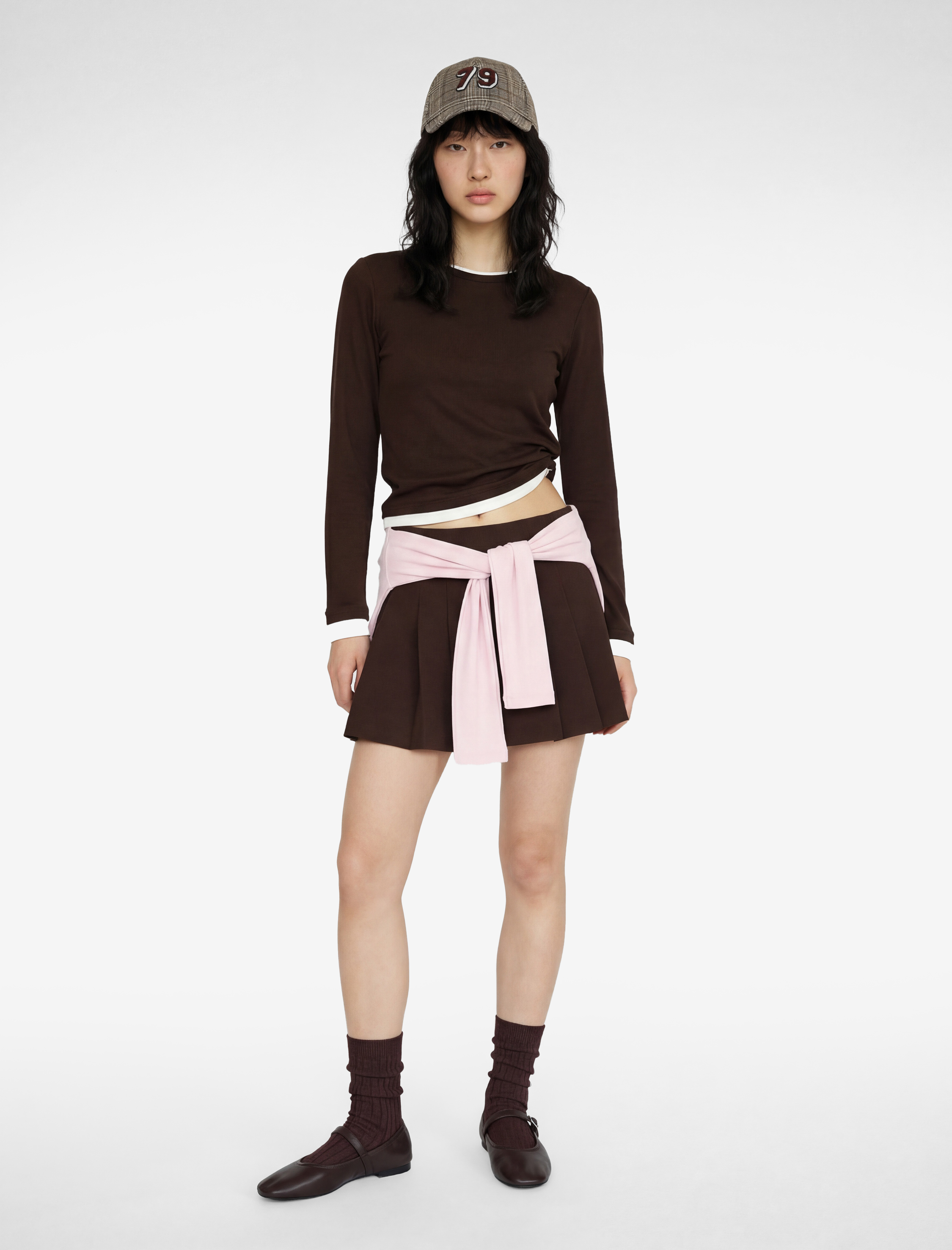   Viskon Karışımlı Slim Fit Biyeli Bisiklet Yaka Uzun Kollu Tişört