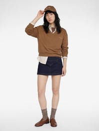 Şardonlu Uzun Kollu Gömlek Yaka Rahat Kalıp Nakışlı Sweatshirt