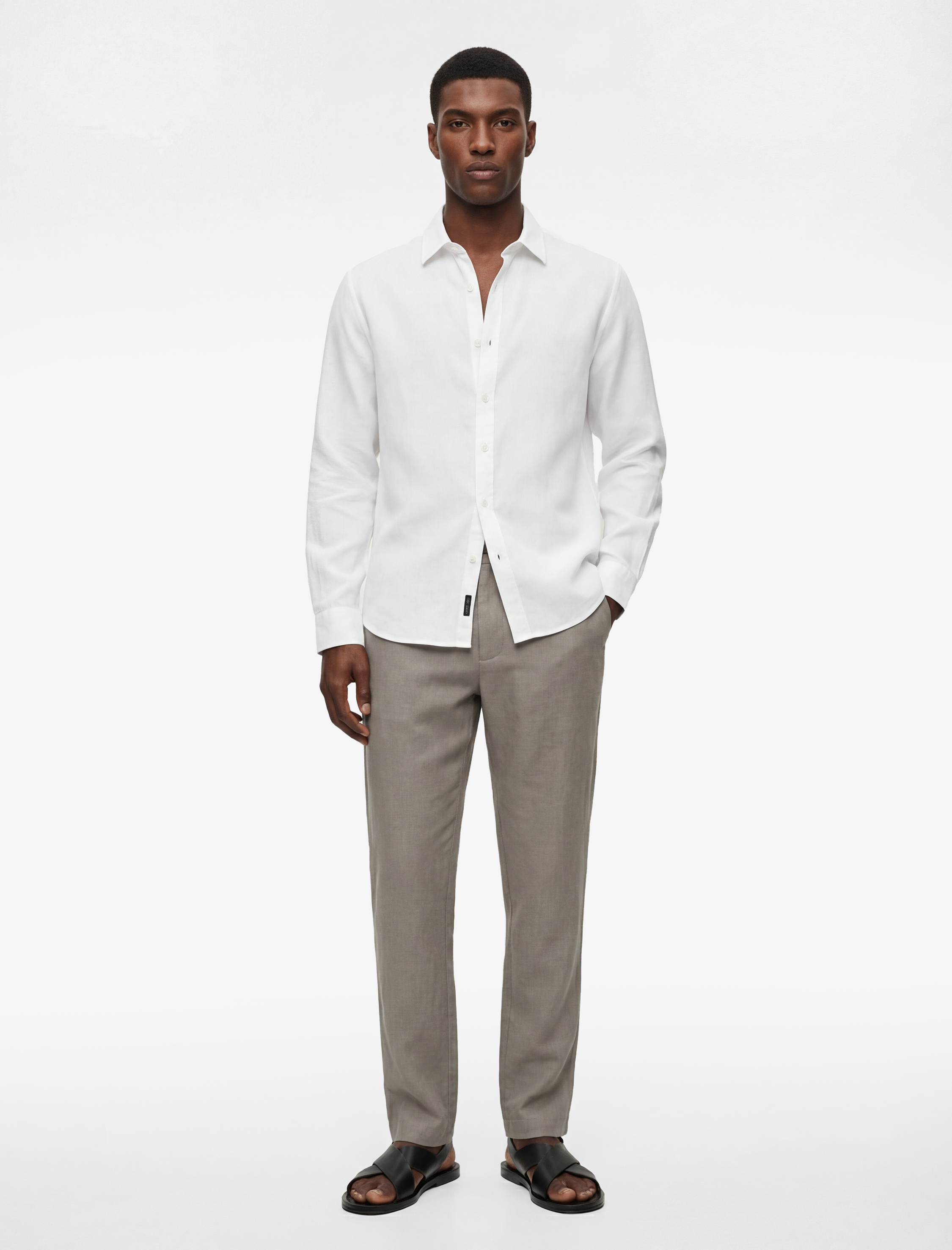 Pamuklu Uzun Kollu Klasik Yaka Slim Fit Gömlek