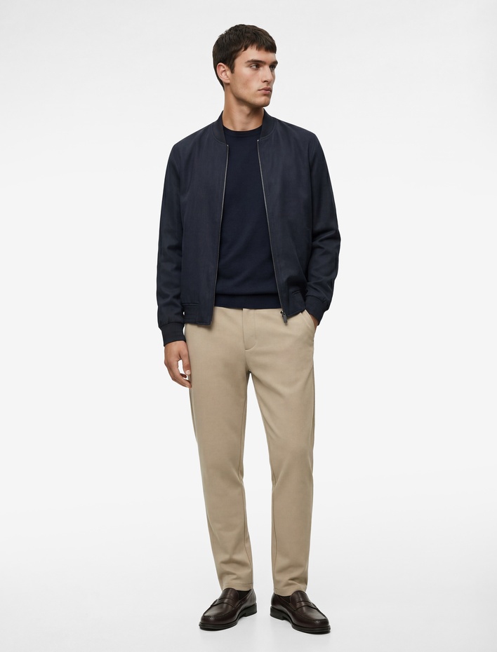  Düğmeli Cepli Viskon Karışımlı Slim Fit Kumaş Pantolon