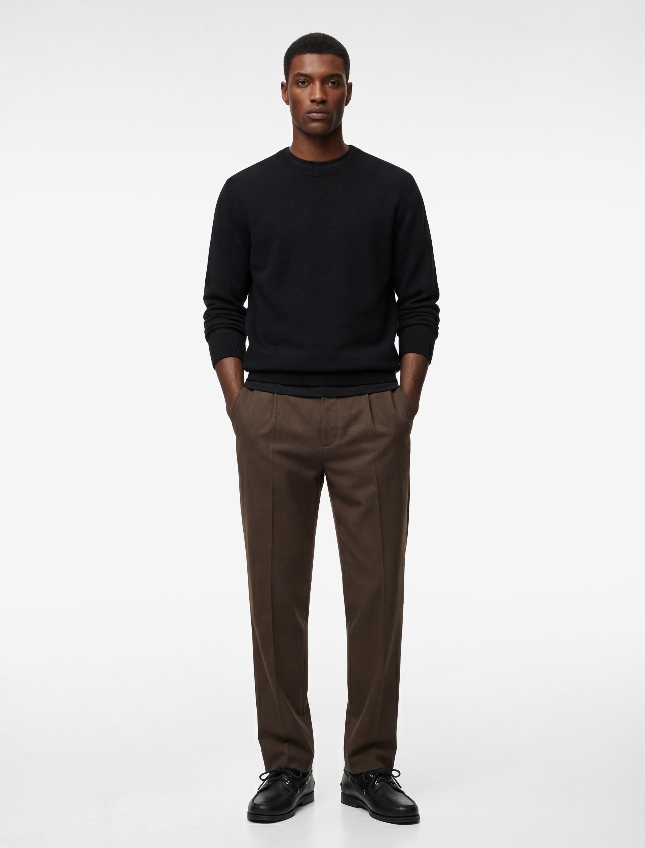 Rahat Kalıp Viskon Karışımlı Cepli Düğmeli Pileli Kumaş Pantolon - Görsel 2