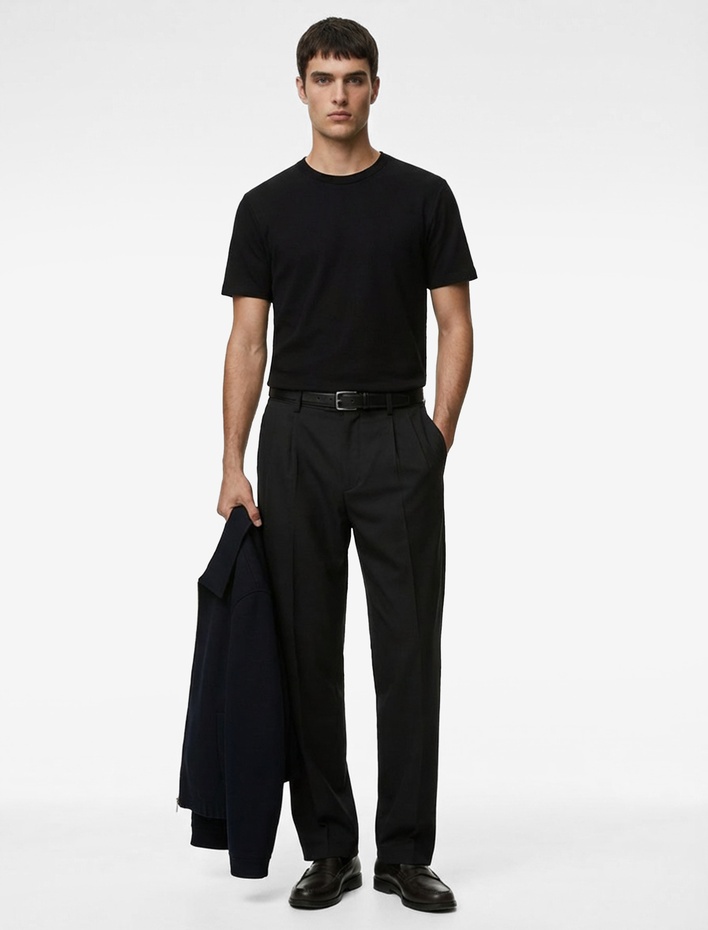  Bisiklet Yaka Viskon Karışımlı Kısa Kollu Basic Slim Fit Tişört