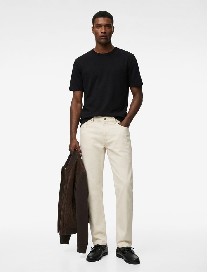  Bisiklet Yaka Viskon Karışımlı Kısa Kollu Basic Slim Fit Tişört