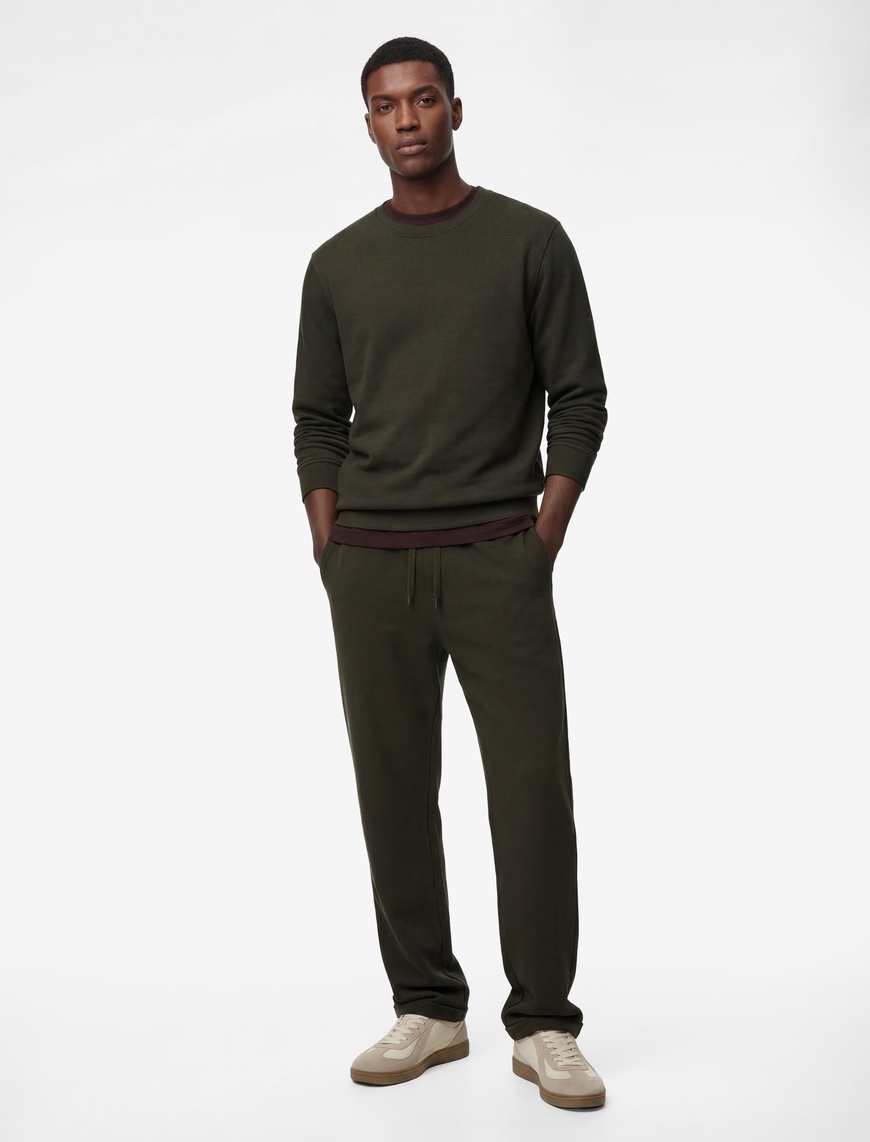 Koton Erkek Straight Fit Cepli Duble Paça Beli Bağcıklı Pantolon