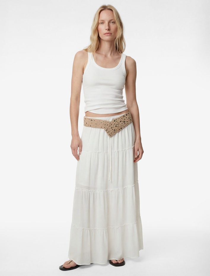  Rahat Kalıp Katlı Çan Kesim Midi Kloş Etek