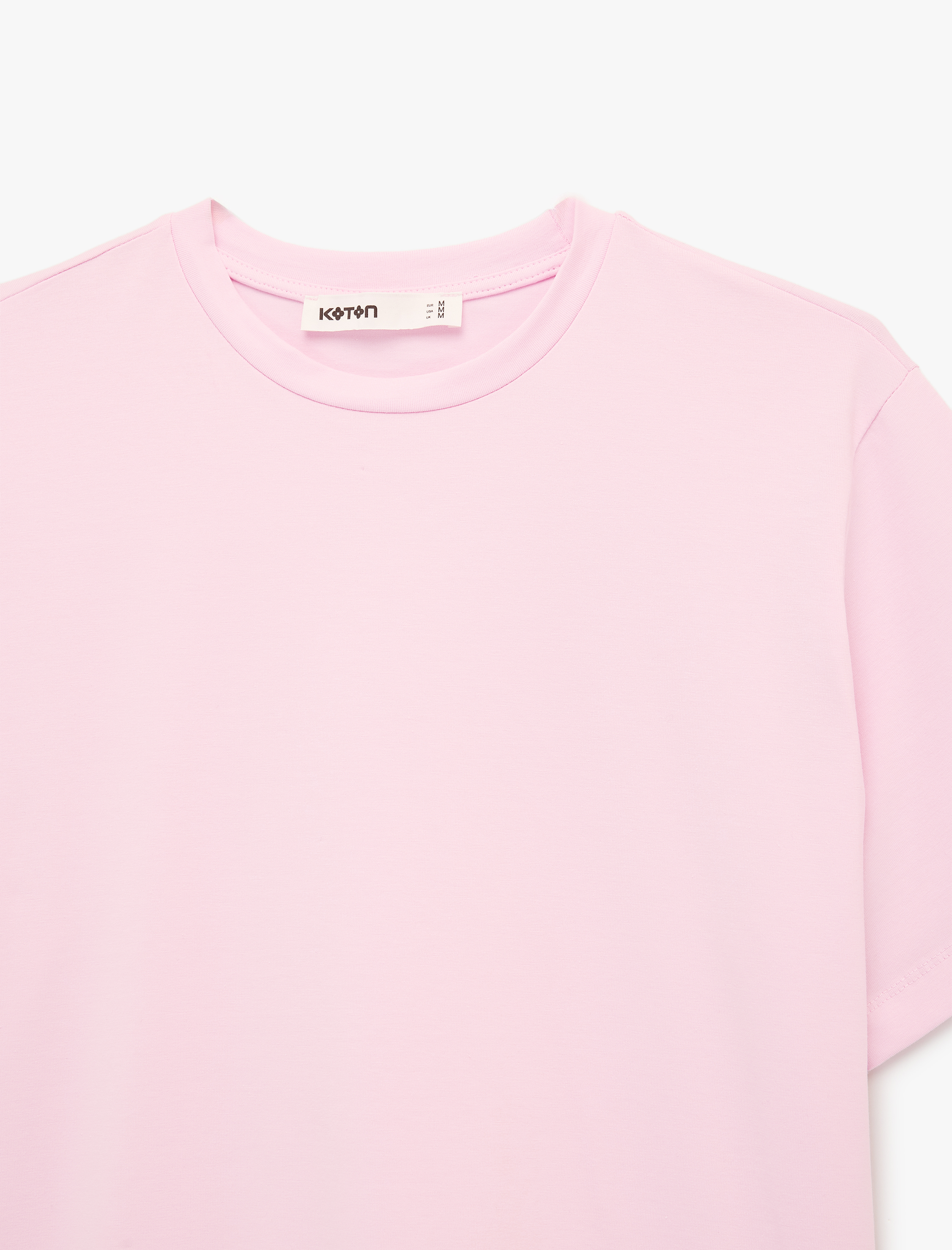 Pamuklu Kısa Kollu Bisiklet Yaka Oversize Basic Tişört - Görsel 5