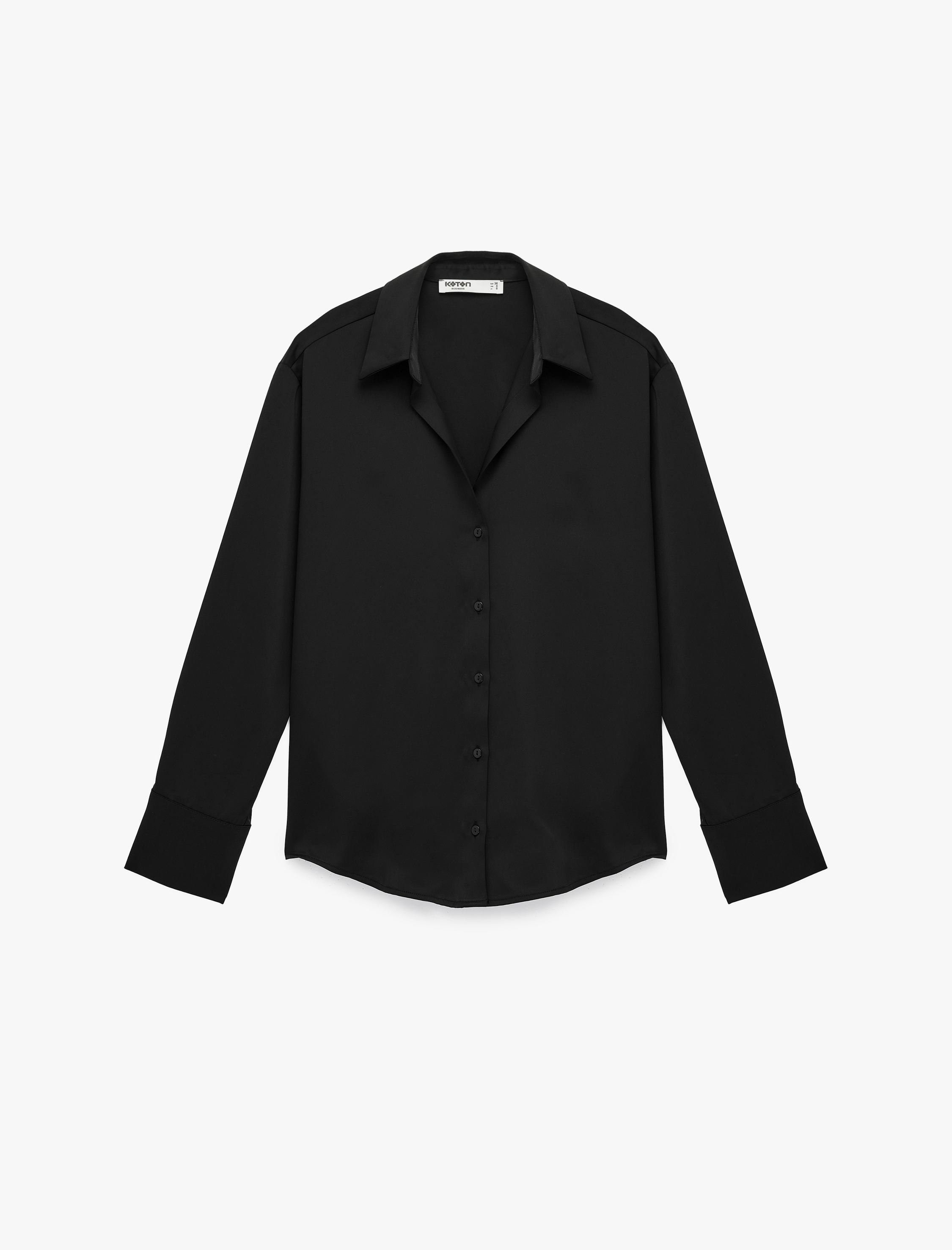   Klasik Yaka Uzun Kollu Rahat Kalıp Düğmeli Saten Gömlek