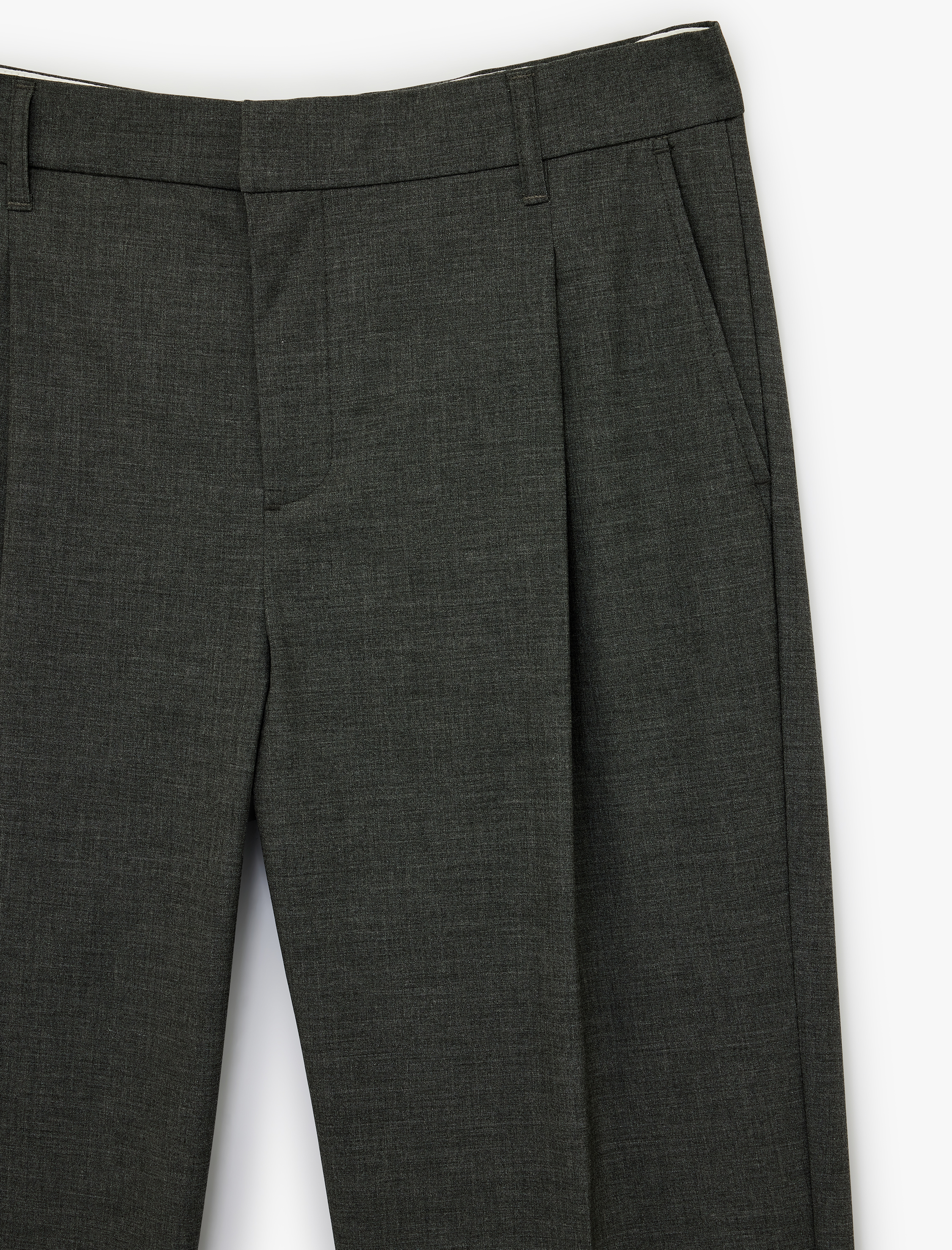 Koyun Yünü Karışımlı Cepli Pileli Klasik Kumaş Pantolon - Görsel 4