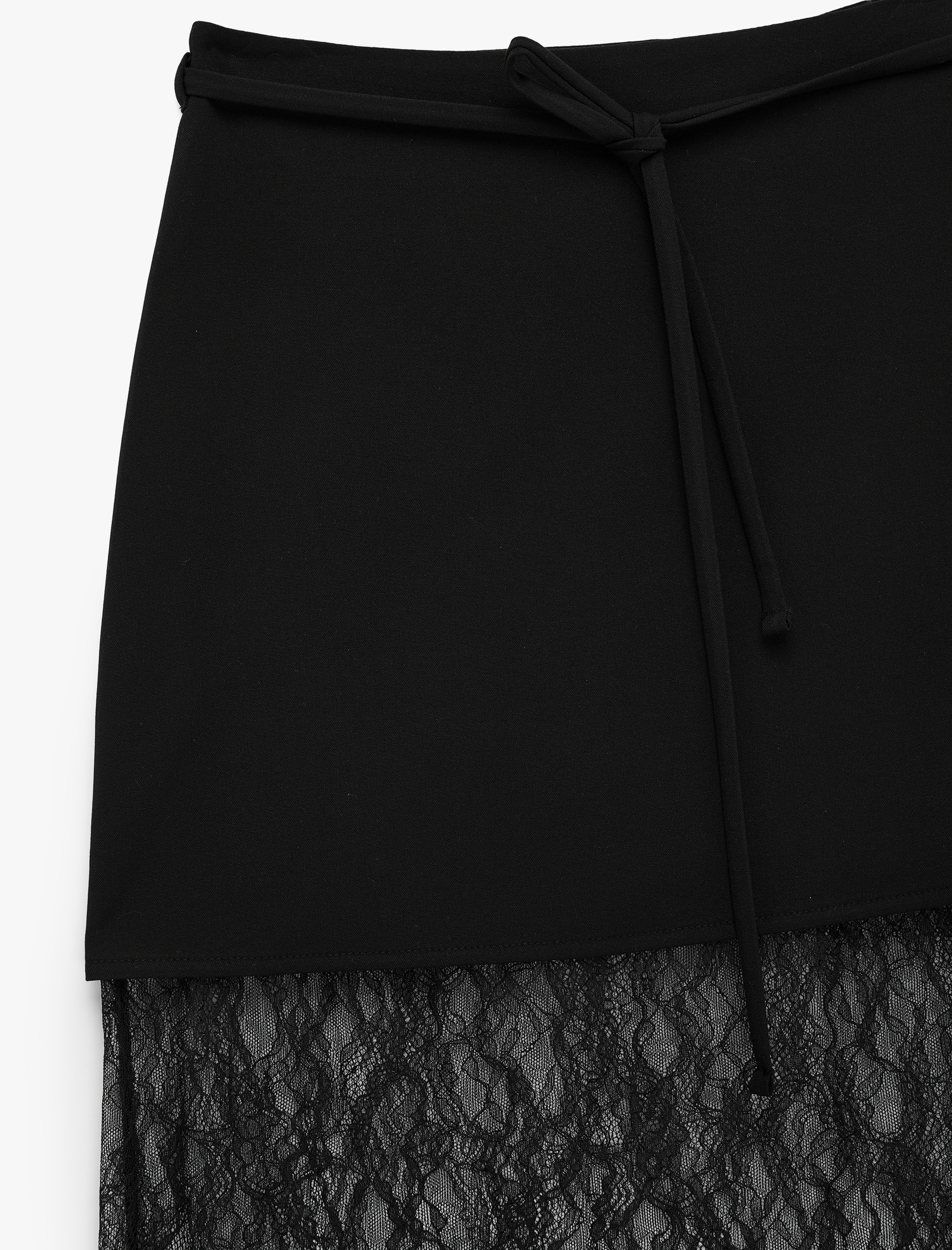   Bağlama Detaylı A Kesim Dantelli Midi Etek