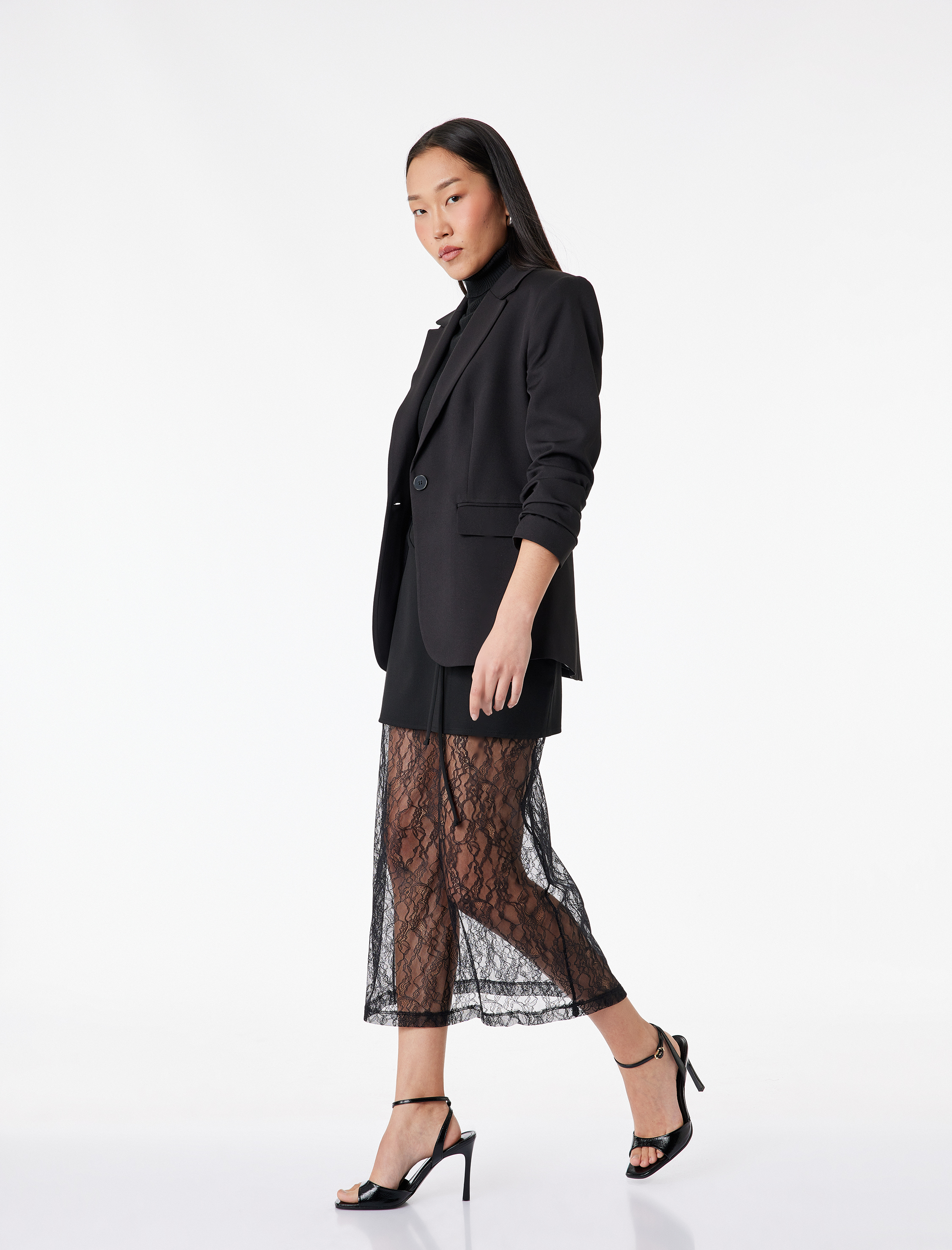   Bağlama Detaylı A Kesim Dantelli Midi Etek