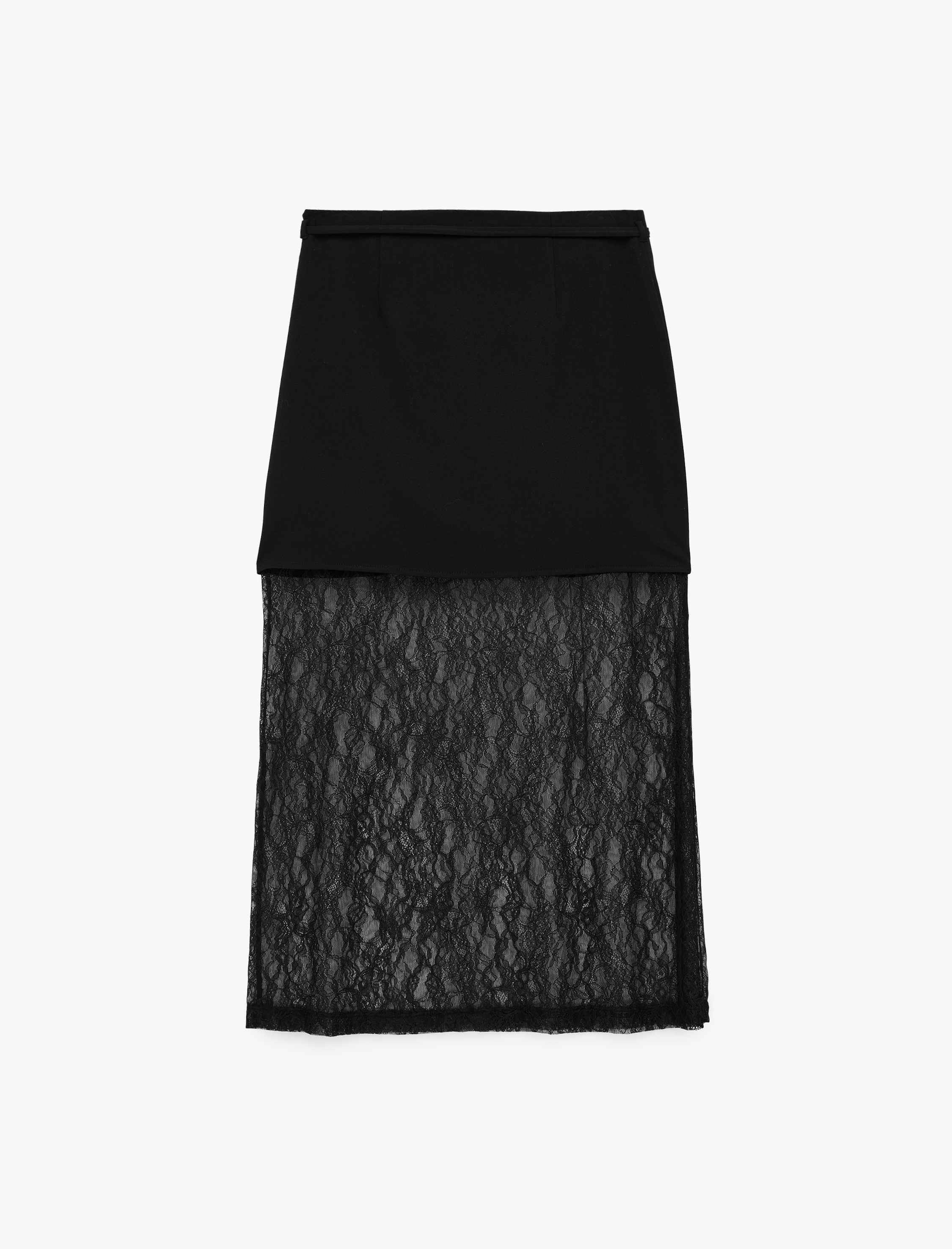   Bağlama Detaylı A Kesim Dantelli Midi Etek