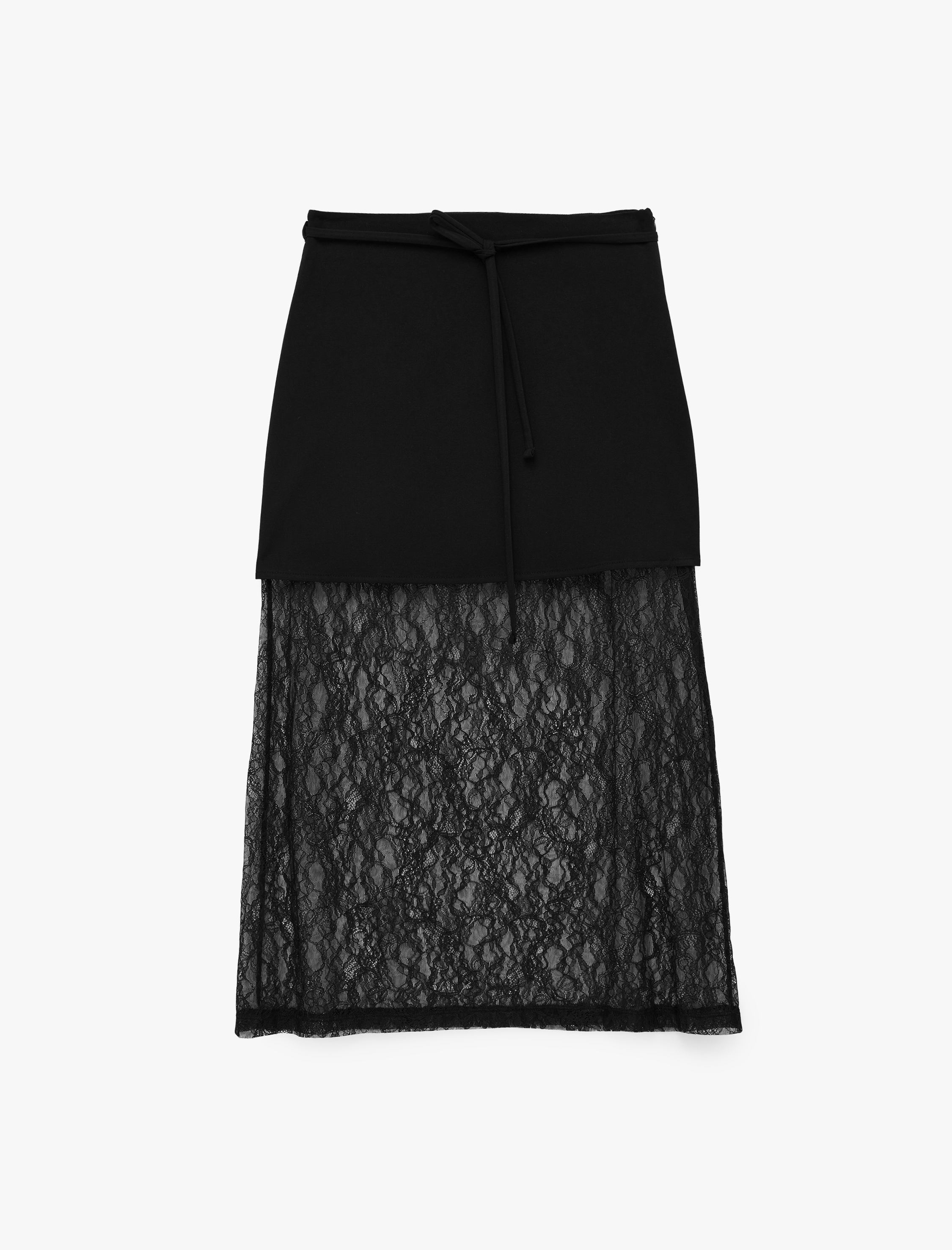   Bağlama Detaylı A Kesim Dantelli Midi Etek