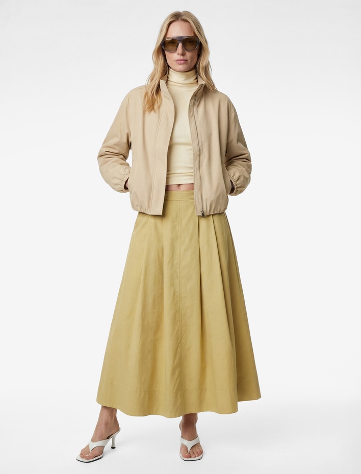  Pamuklu A Kesim Cepli Pileli Midi Etek