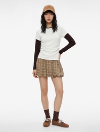 Slim Fit Drapeli Kısa Kollu Kayık Yaka Tişört