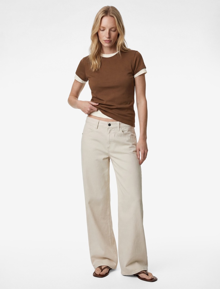  Slim Fit Kısa Kollu Bisiklet Yaka Pamuklu Tişört