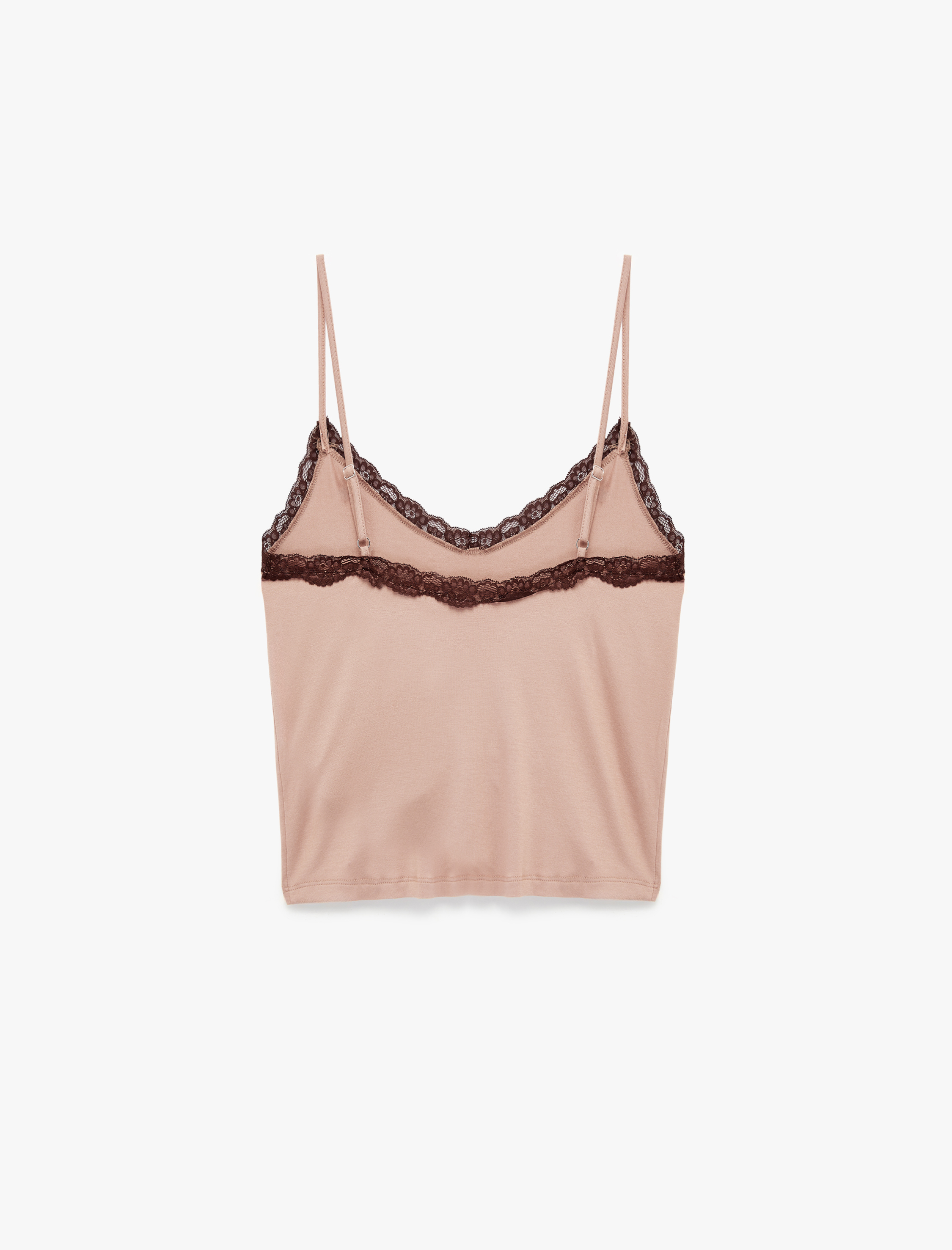   Viskon Kumaş Dantel Detaylı Askılı Pijama Üstü