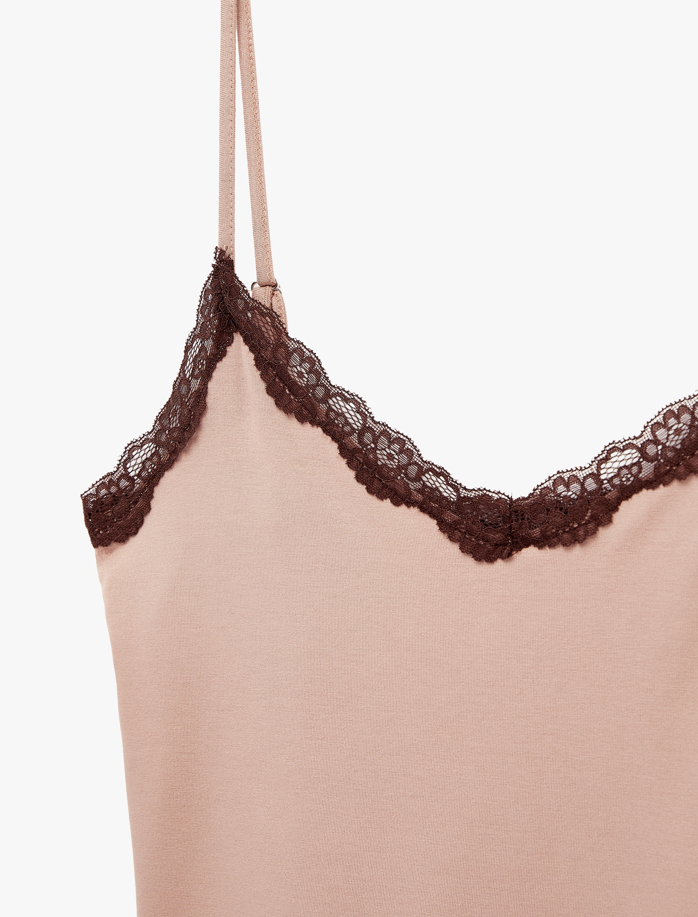   Viskon Kumaş Dantel Detaylı Askılı Pijama Üstü