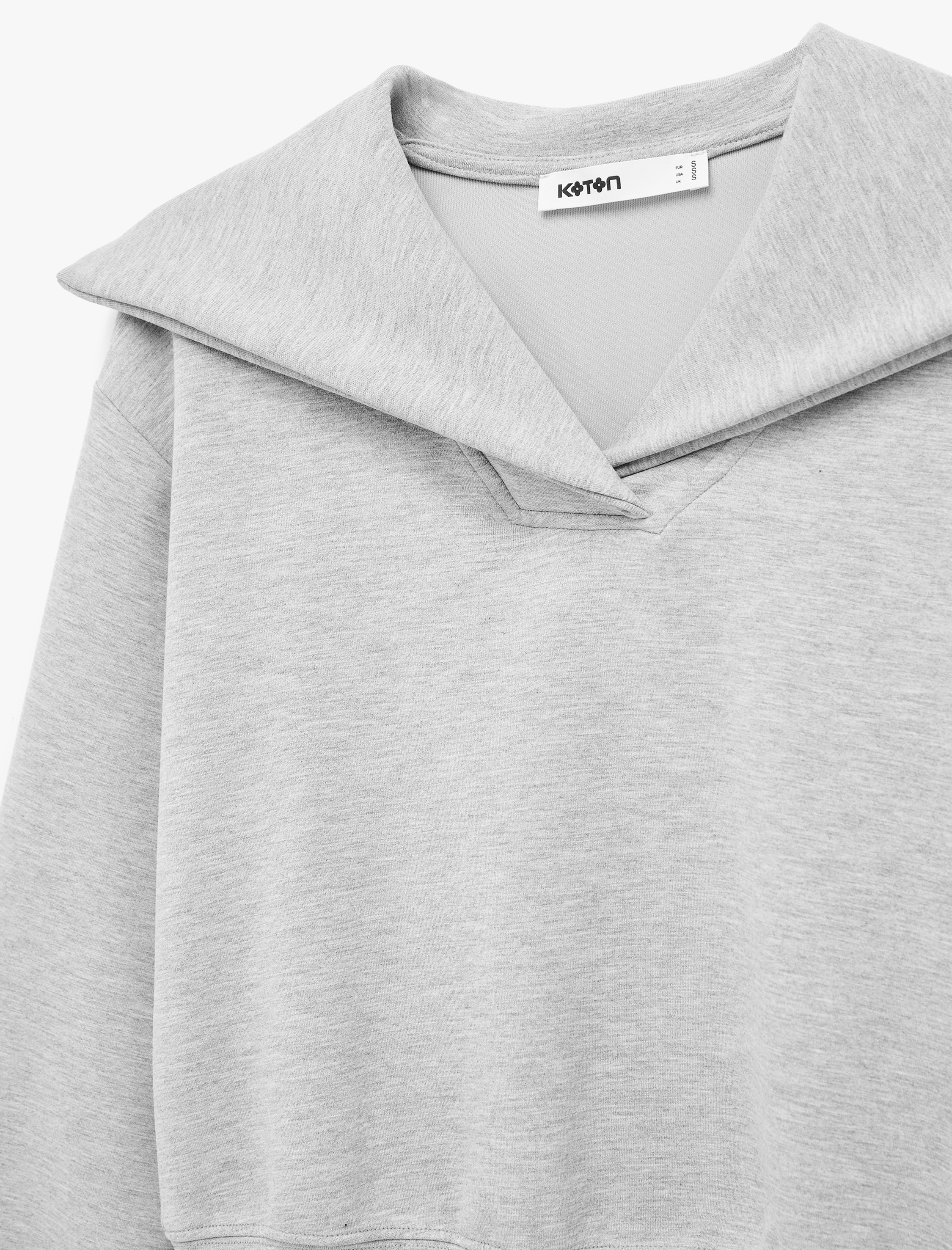   Modal Kumaş Uzun Kollu Denizci V Yaka Sweatshirt