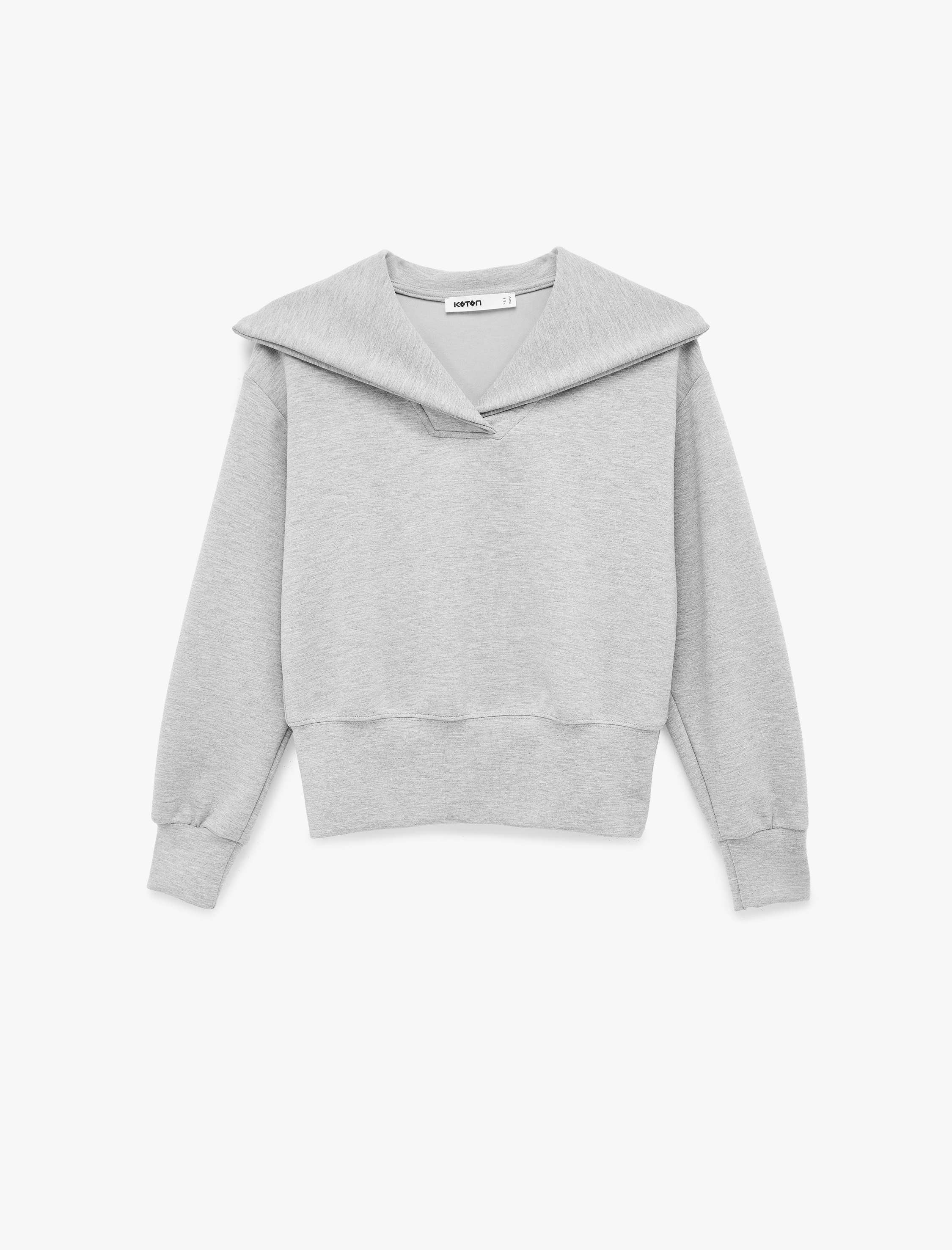   Modal Kumaş Uzun Kollu Denizci V Yaka Sweatshirt