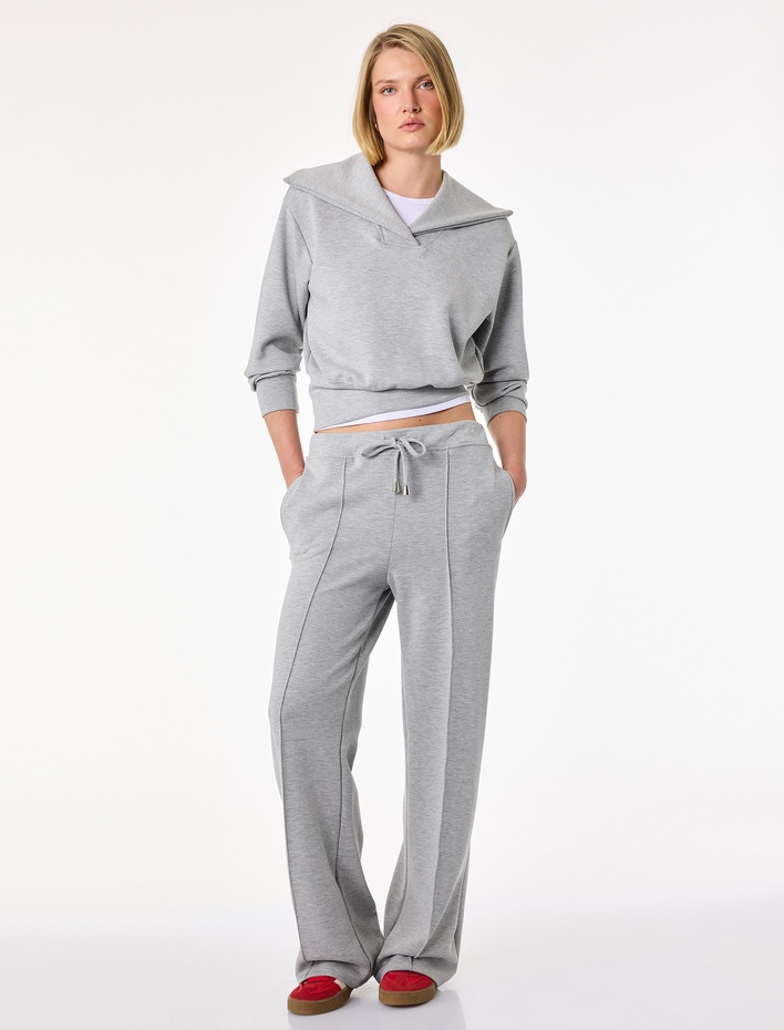  Modal Kumaş Uzun Kollu Denizci V Yaka Sweatshirt