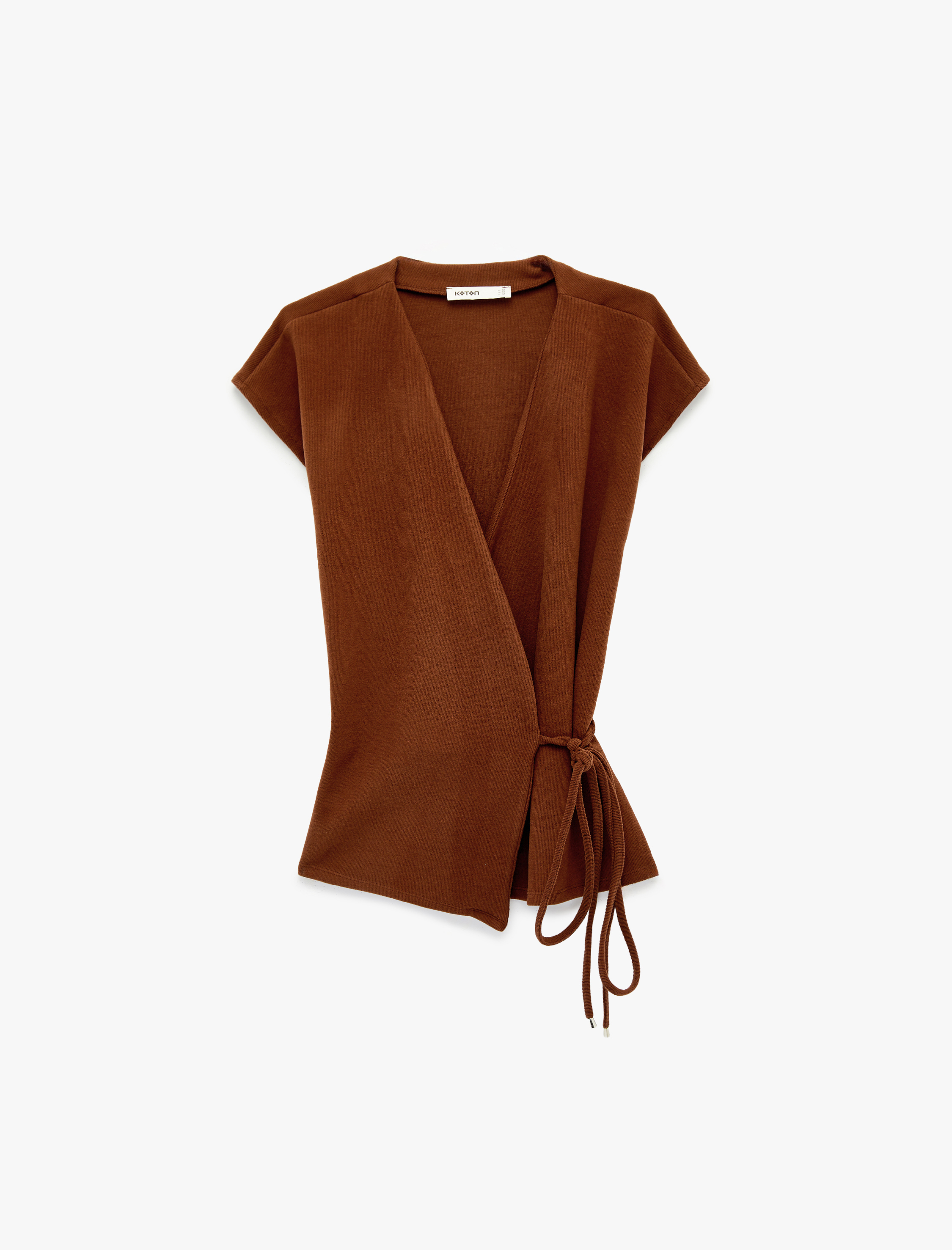   Slim Fit Kolsuz Bağlama Detaylı Kruvaze Triko Hırka