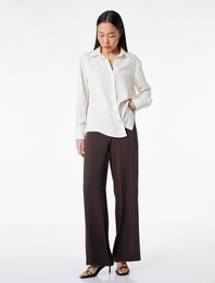 Yüksek Bel Geniş Paça Saten Pantolon