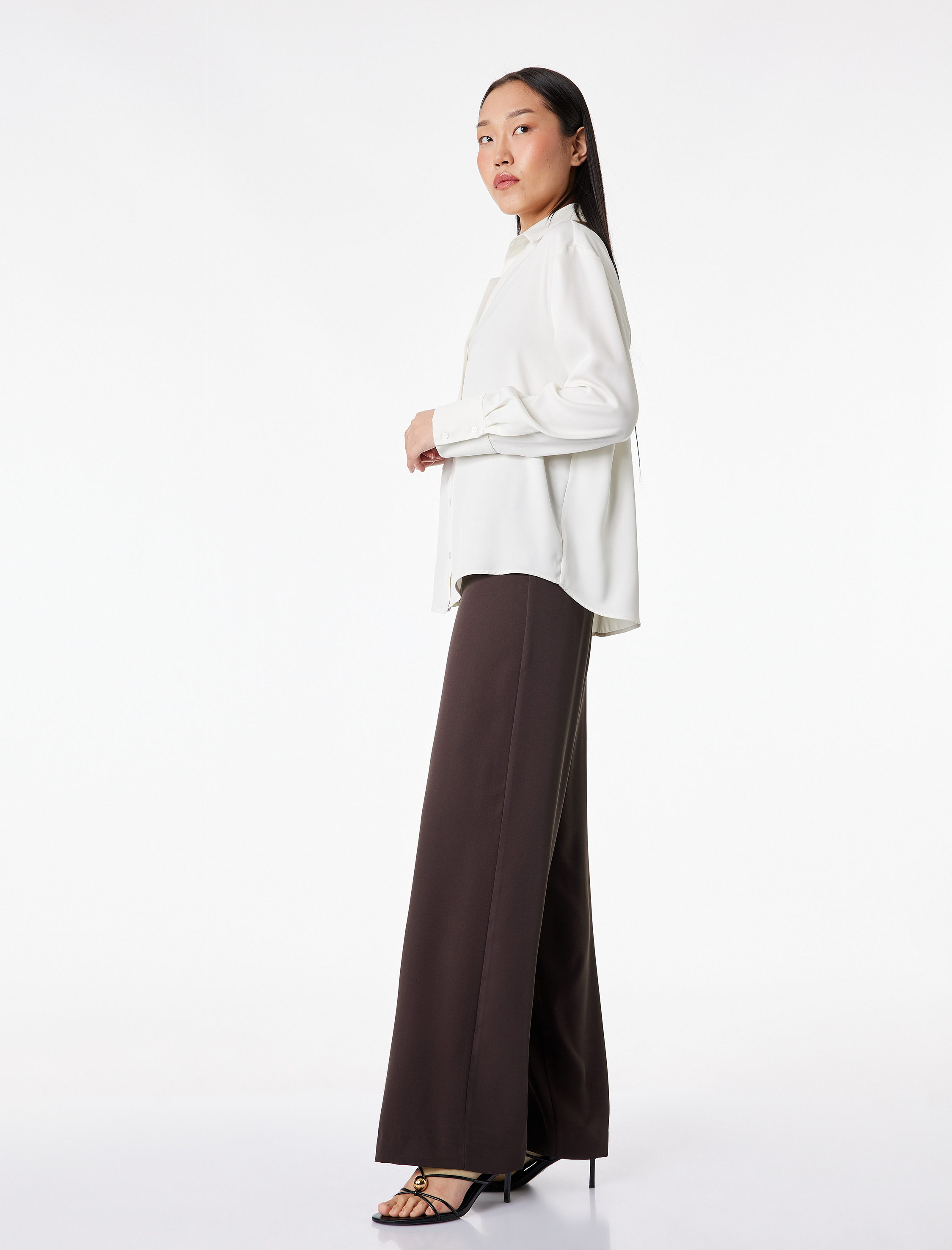   Yüksek Bel Geniş Paça Saten Pantolon