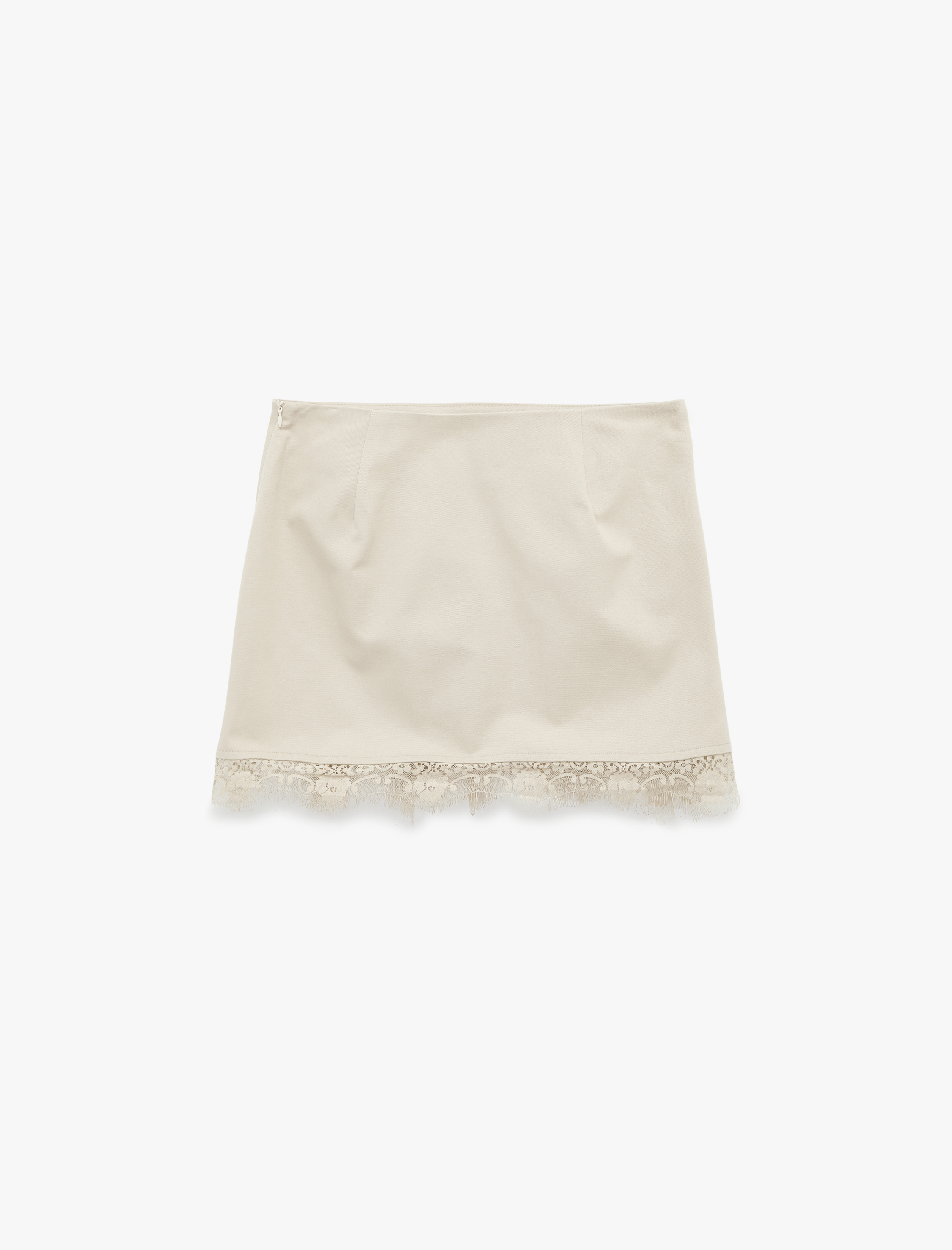   Dantel Detaylı Kalın Pileli Gabardin Mini Etek