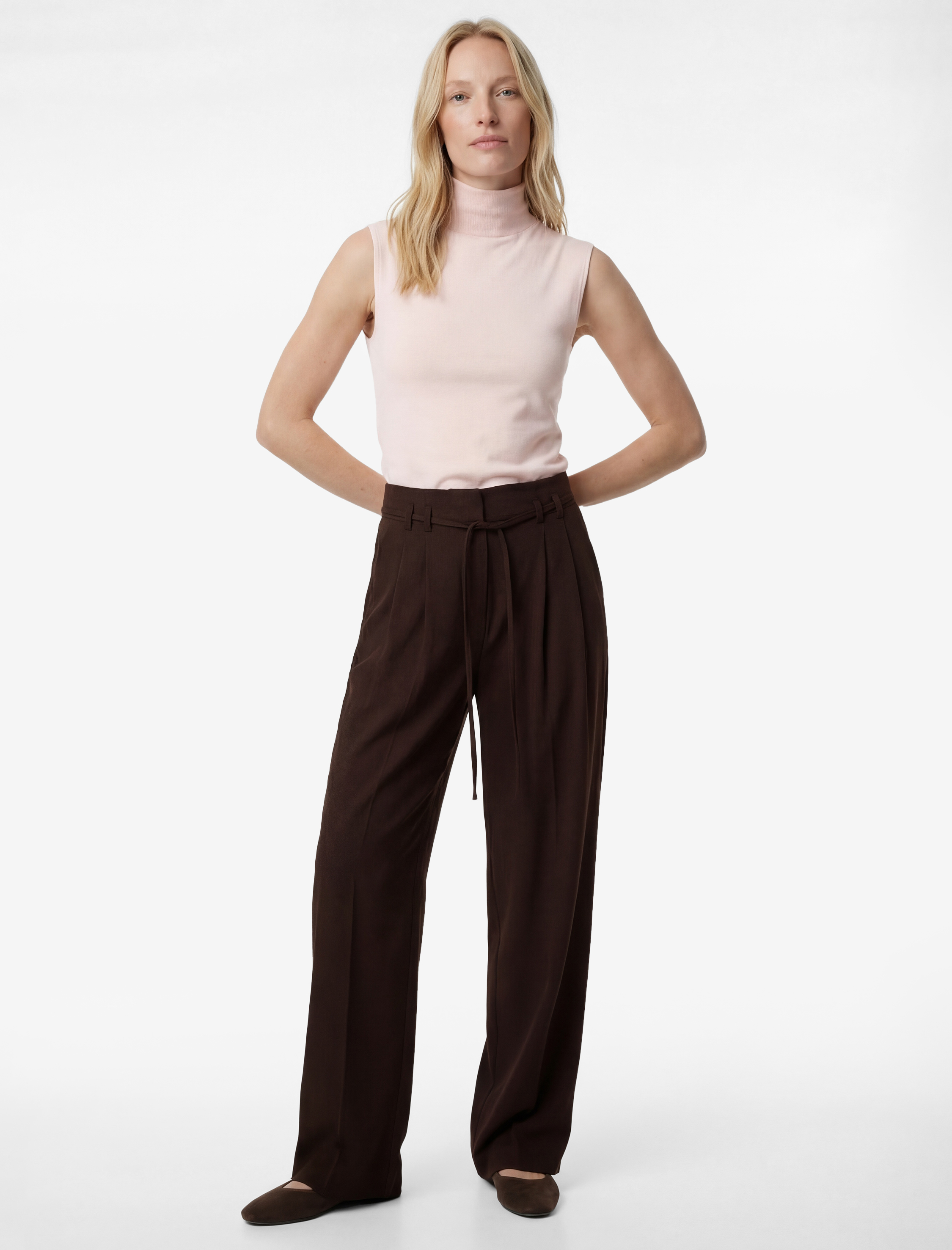   Beli Bağcıklı Pile Detaylı Geniş Paça Palazzo Pantolon