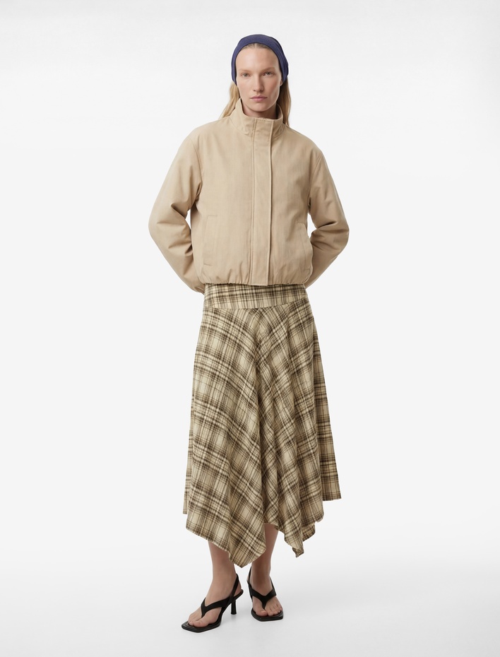  Asimetrik Kesim Ekose Midi Etek