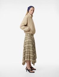 Asimetrik Kesim Ekose Midi Etek