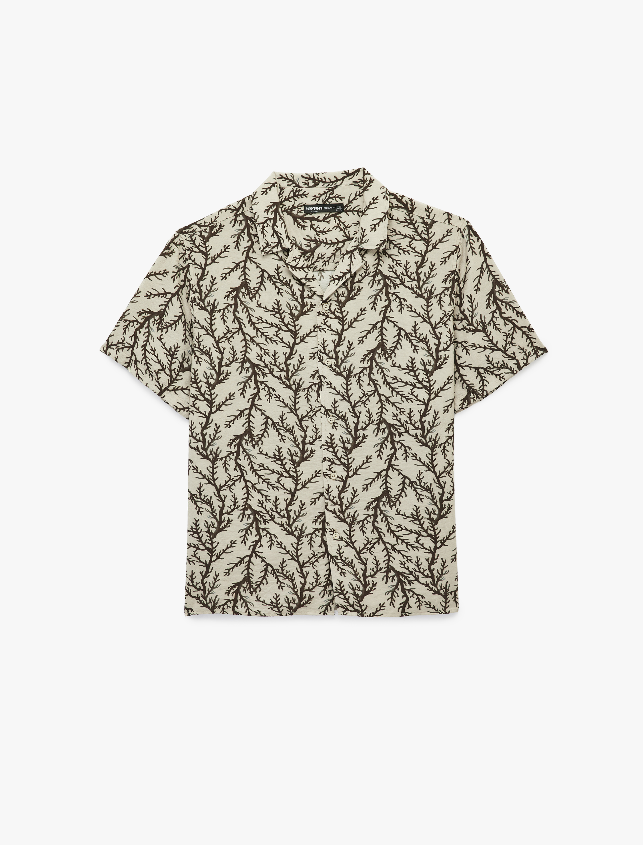   Regular Fit Kısa Kollu Devrik Yaka Desenli Gömlek