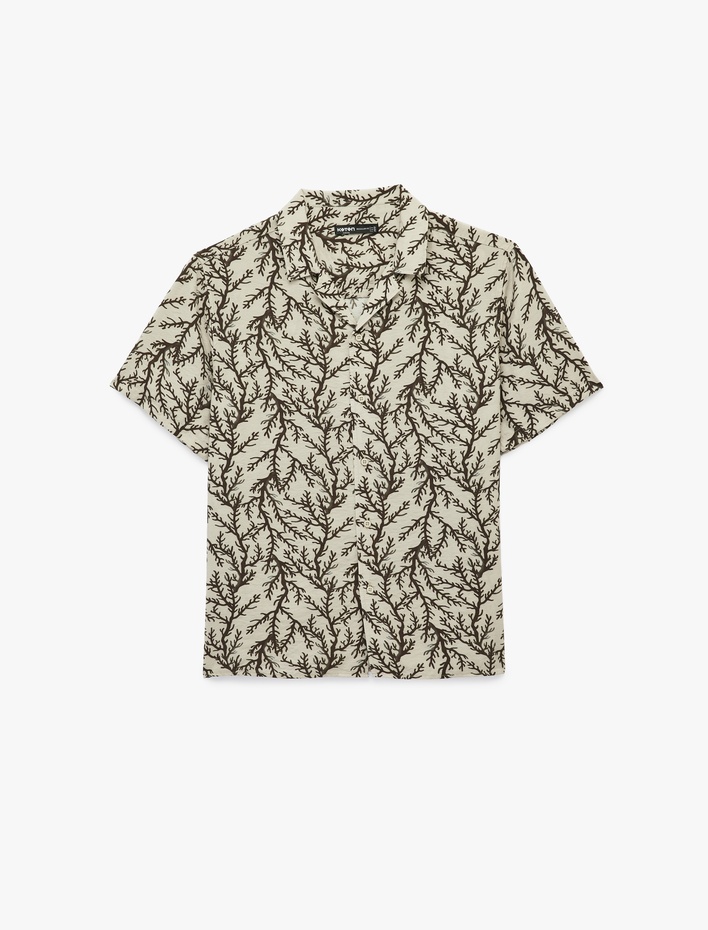  Regular Fit Kısa Kollu Devrik Yaka Desenli Gömlek