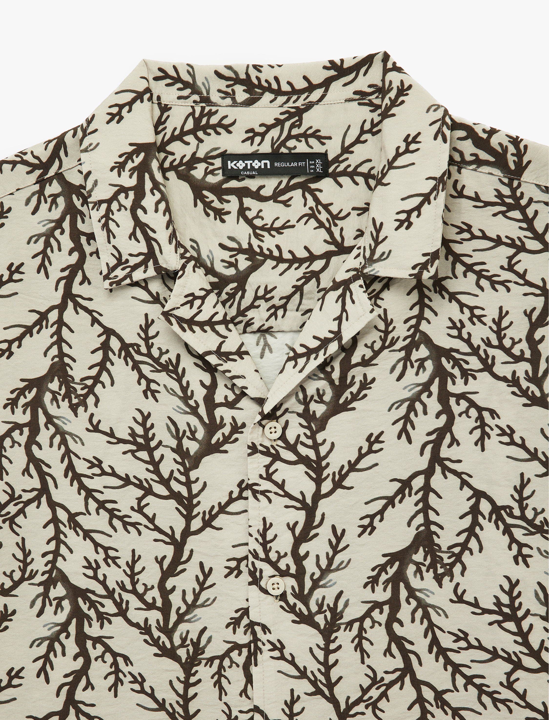   Regular Fit Kısa Kollu Devrik Yaka Desenli Gömlek