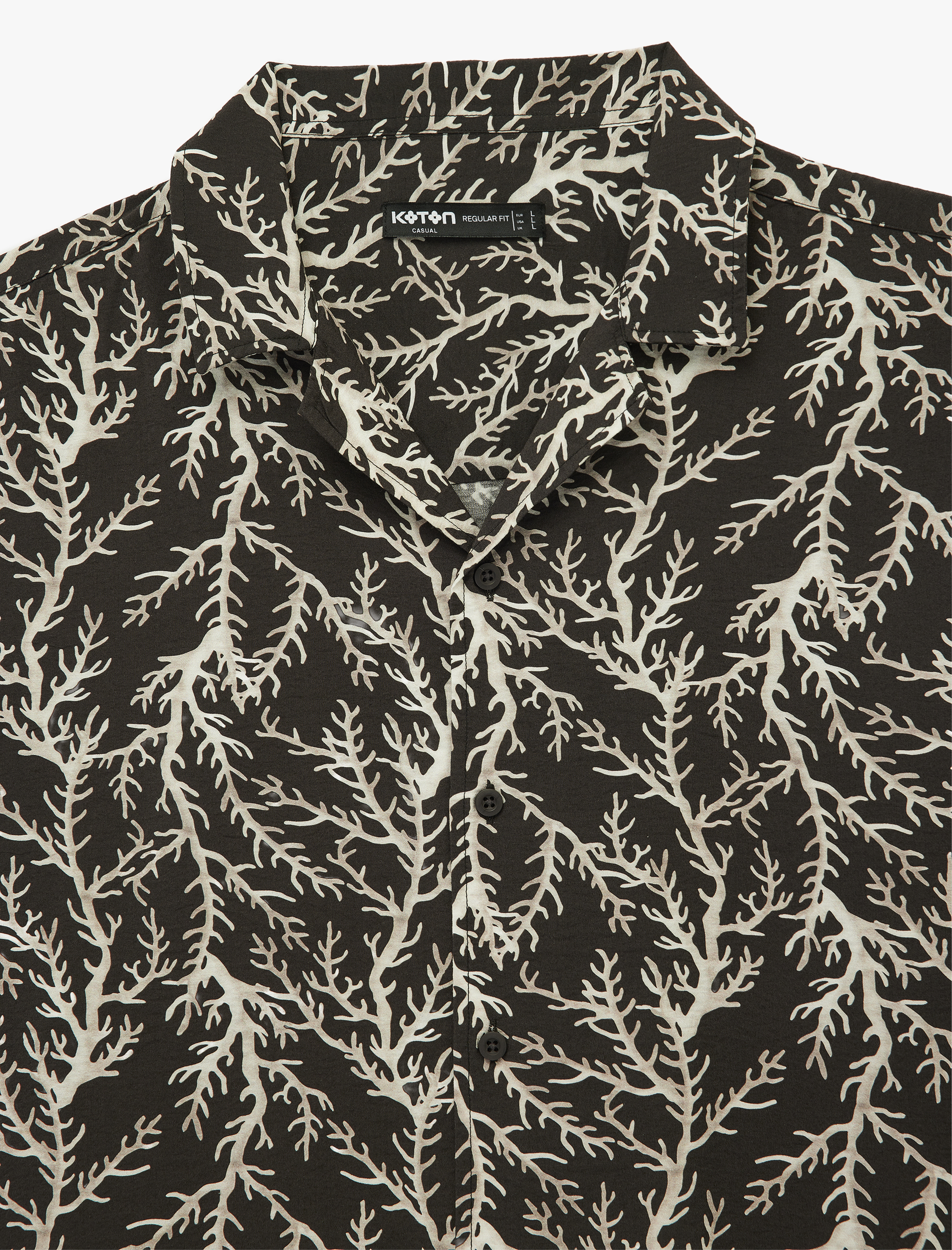   Regular Fit Kısa Kollu Devrik Yaka Desenli Gömlek