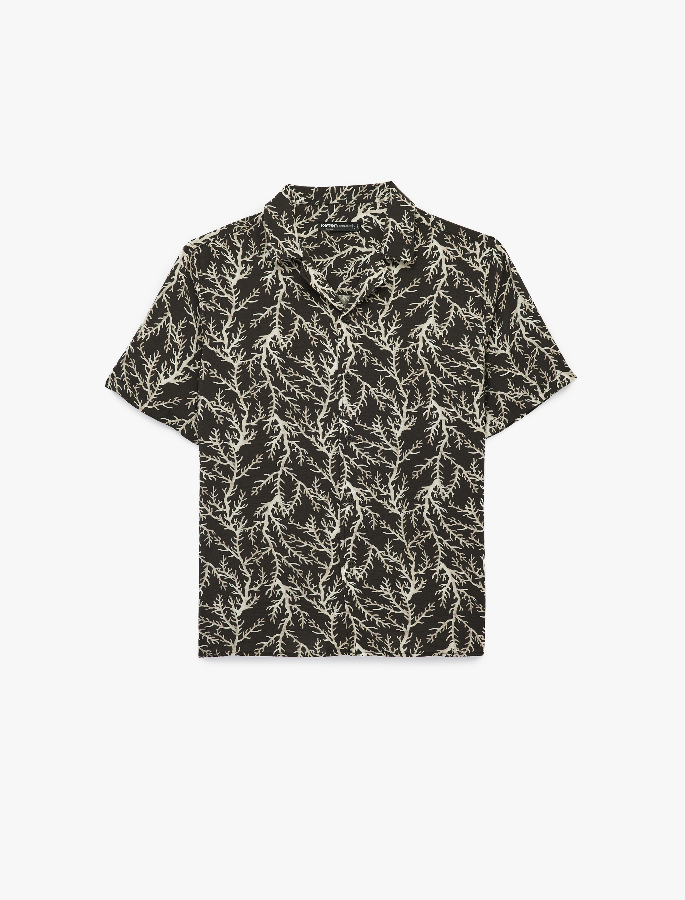   Regular Fit Kısa Kollu Devrik Yaka Desenli Gömlek