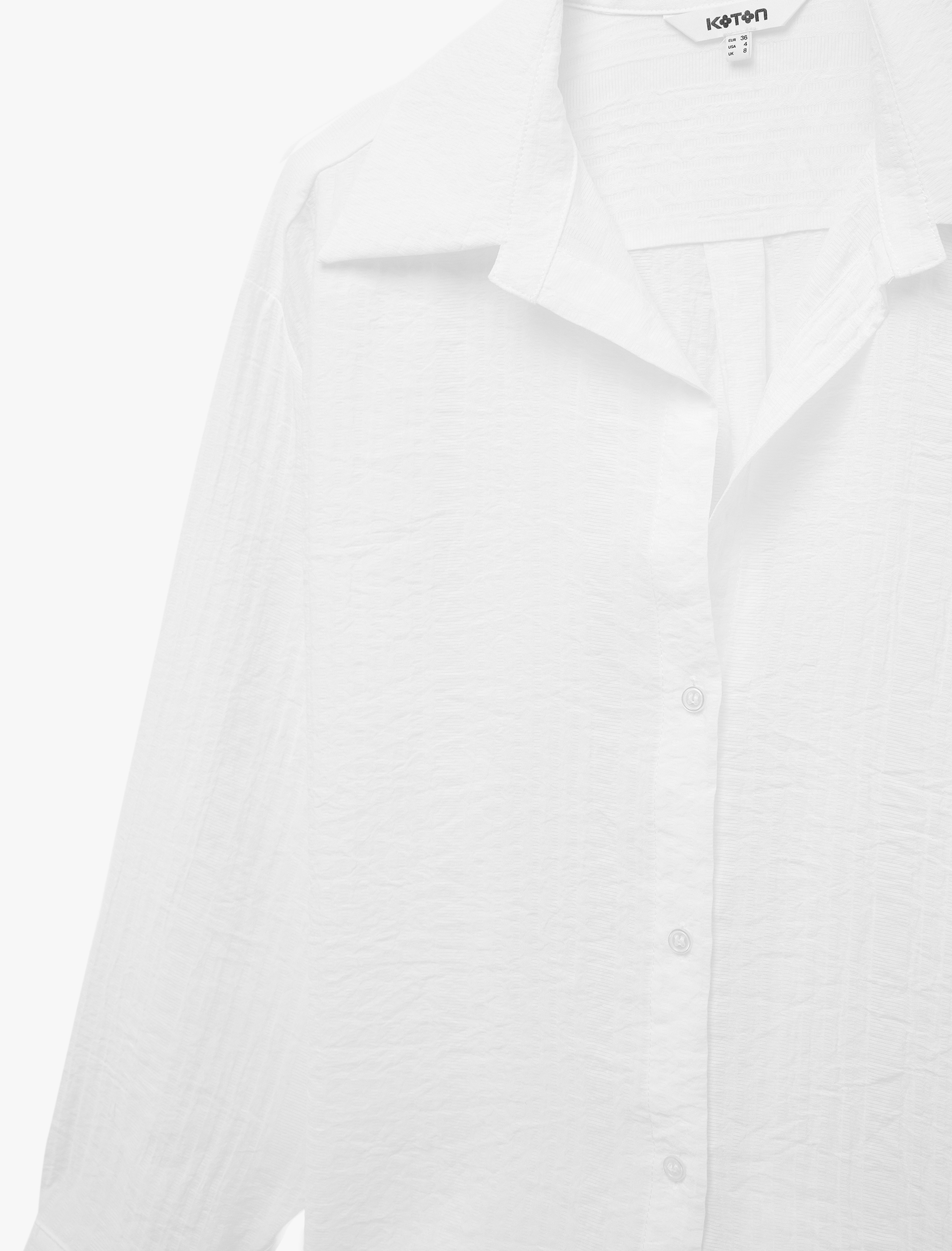   Uzun Kollu Dokulu Oversize Gömlek