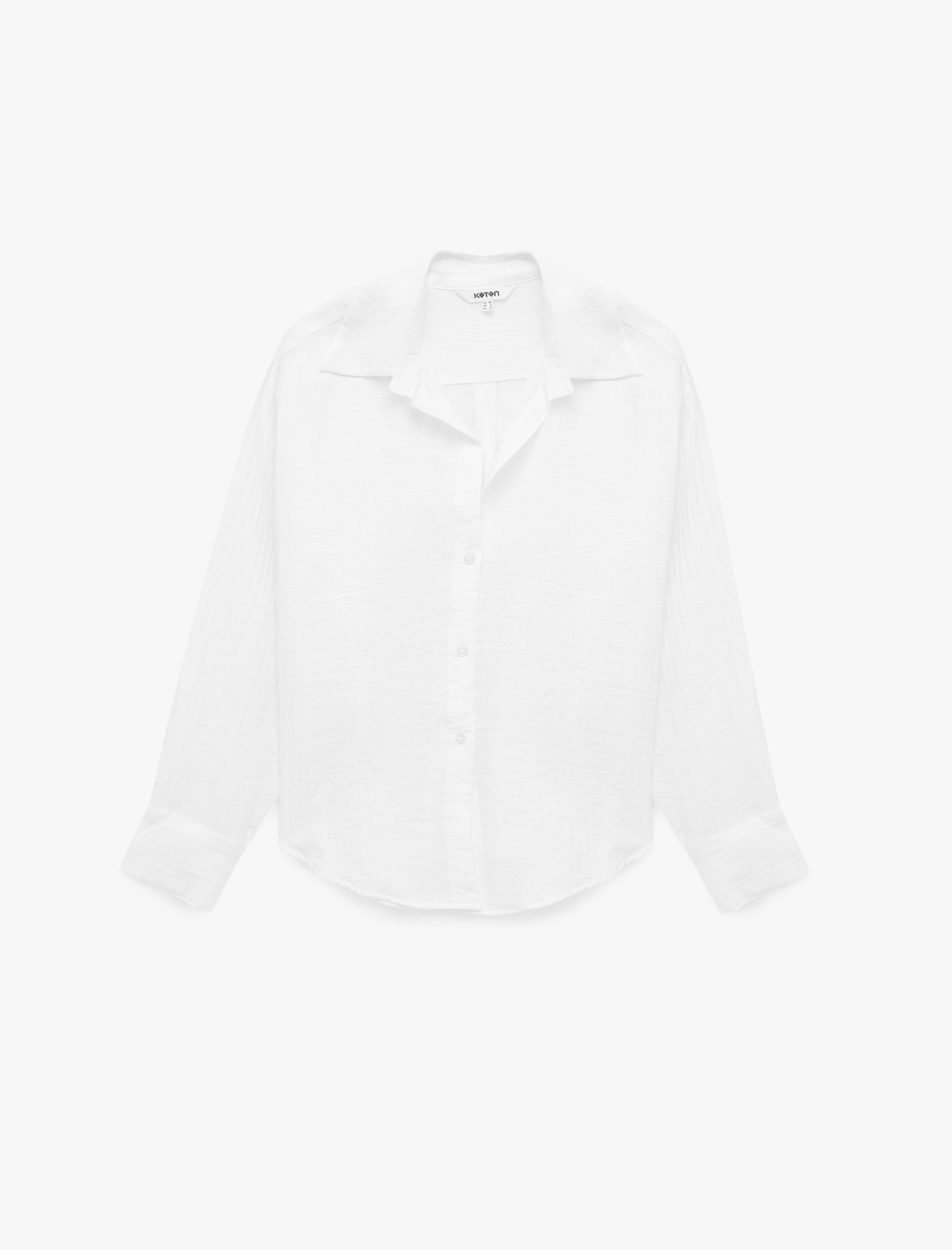   Uzun Kollu Dokulu Oversize Gömlek