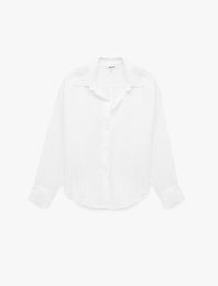 Uzun Kollu Dokulu Oversize Gömlek