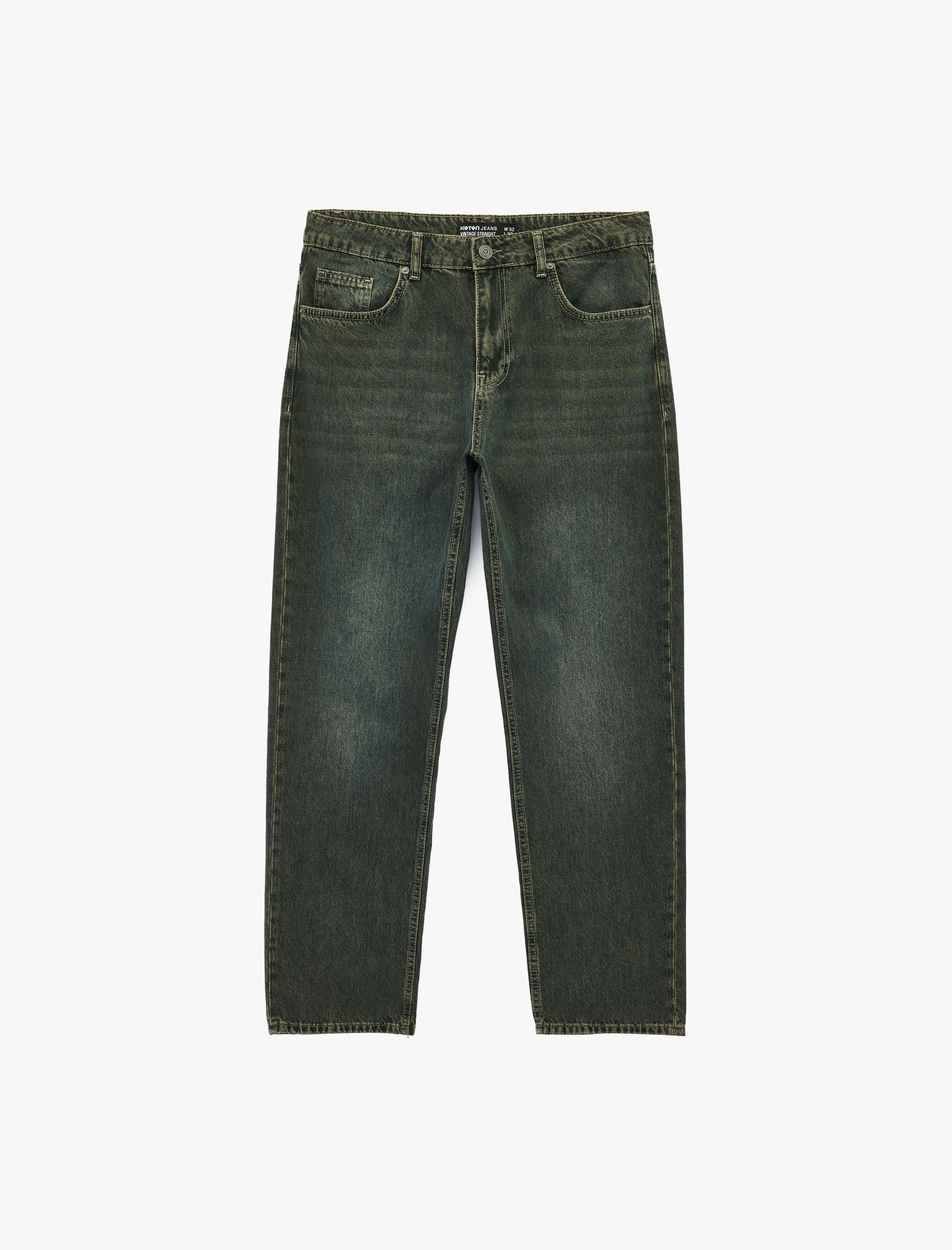   Pamuklu Düz Paça Vintage Straight Fit Jean Pantolon