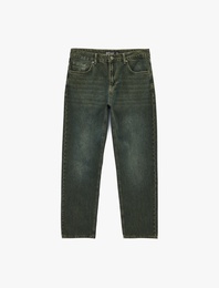 Pamuklu Düz Paça Vintage Straight Fit Jean Pantolon